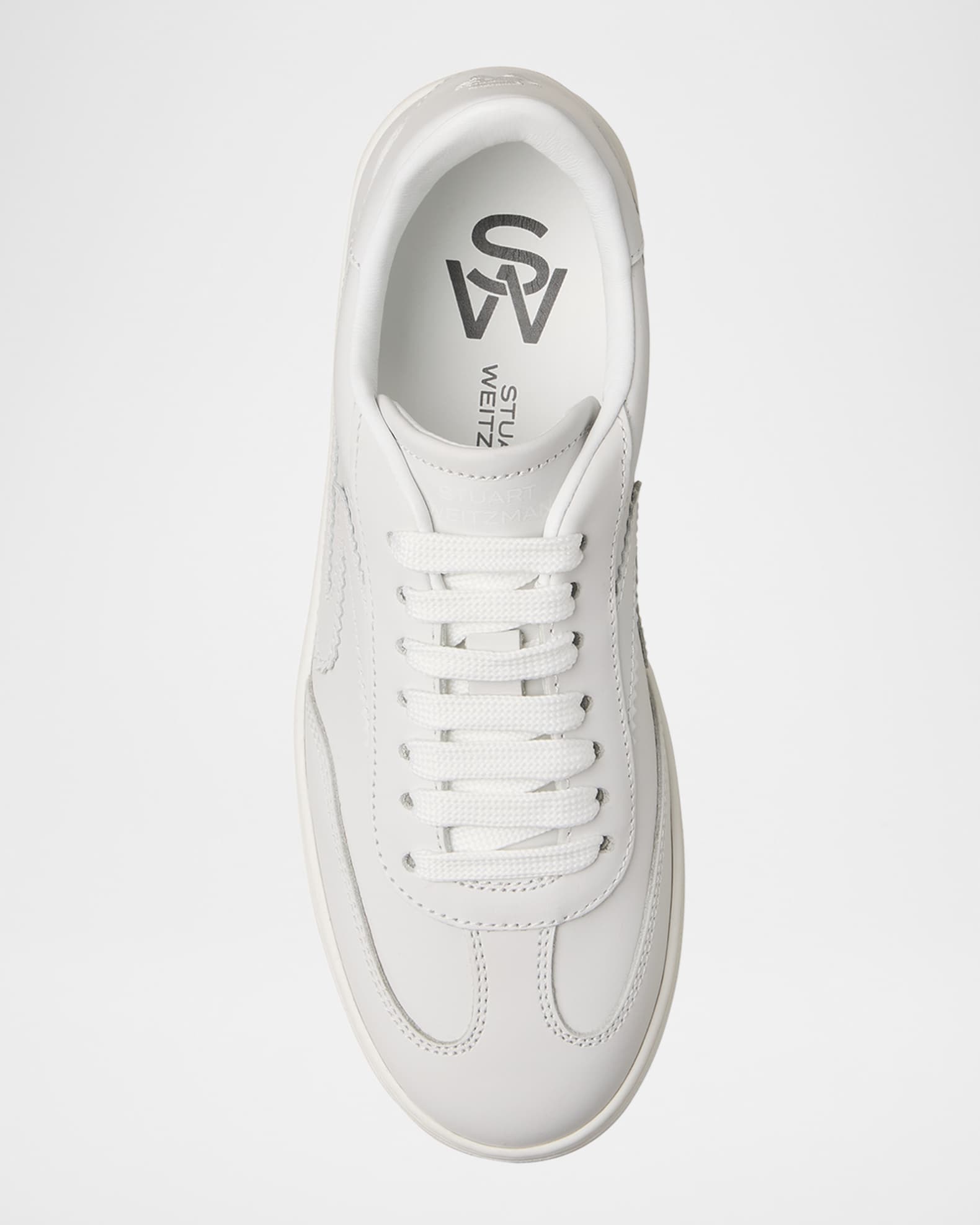 スチュアート・ワイツマン ランアラウンドスニーカー Stuart Weitzman Runaround Leather Low-Top Sneakers | Neiman