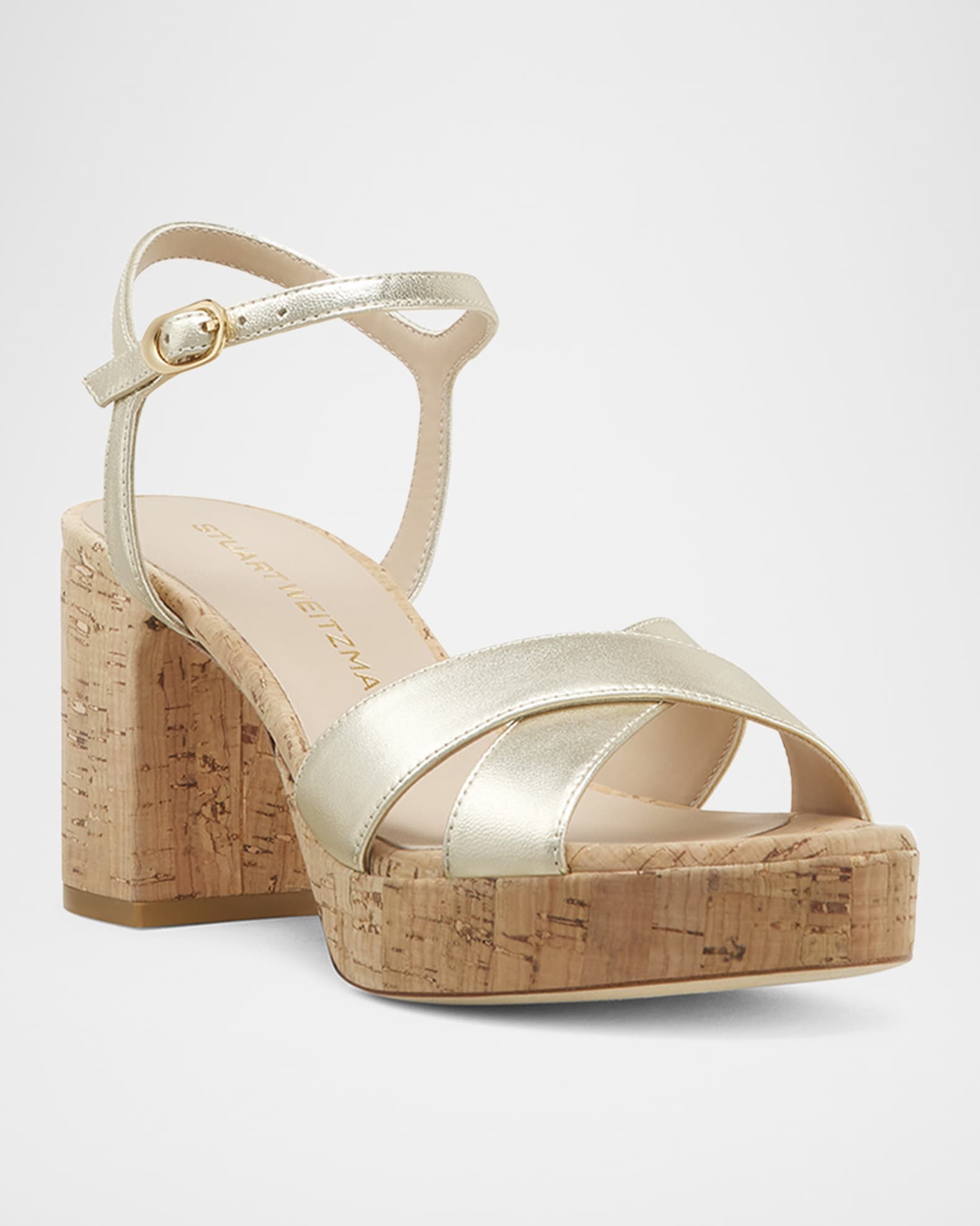 Dayna Metallic Cork Crisscross Platform Sandals 1