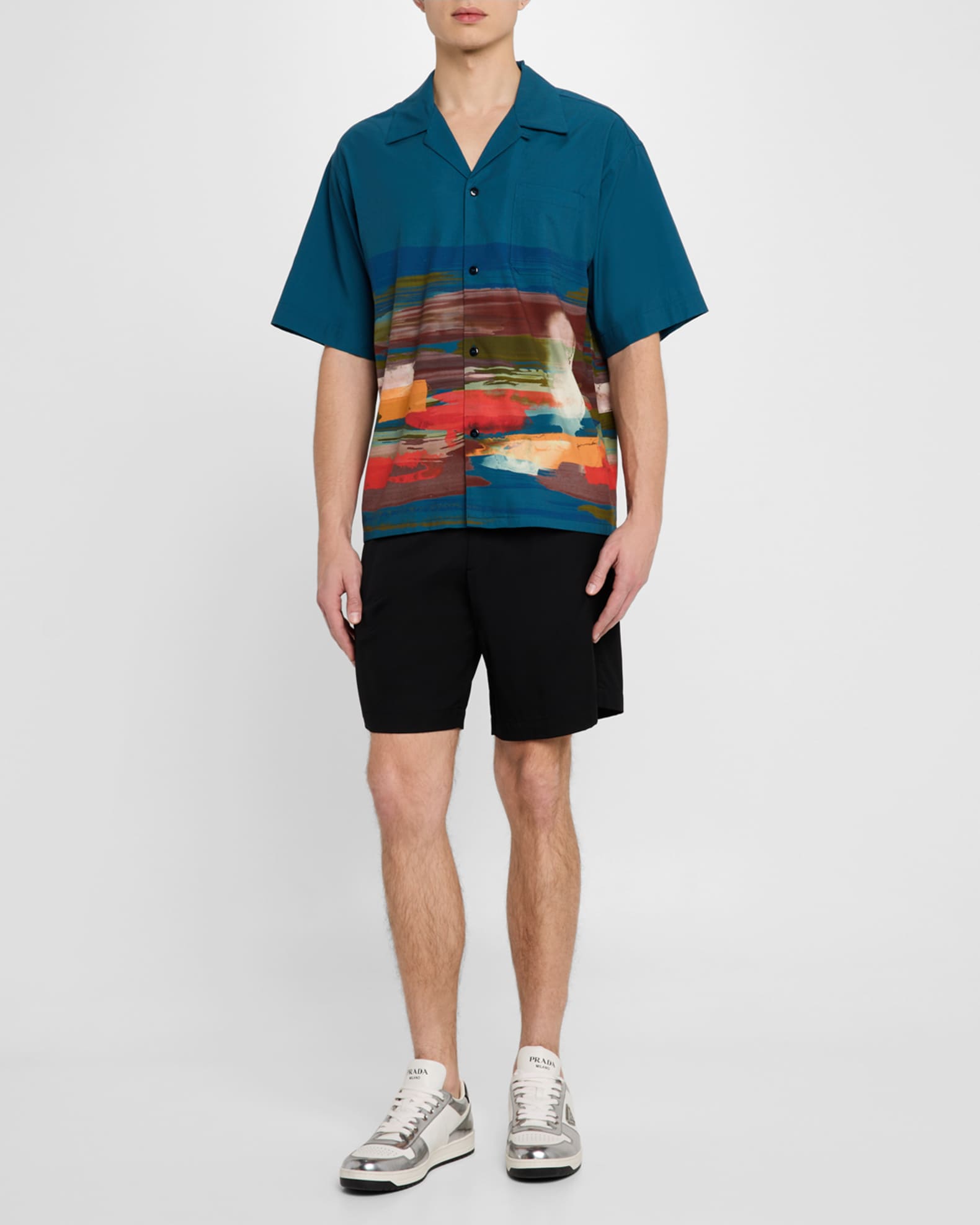 Men's Abstract-Print Pocket Camp Shirt 1