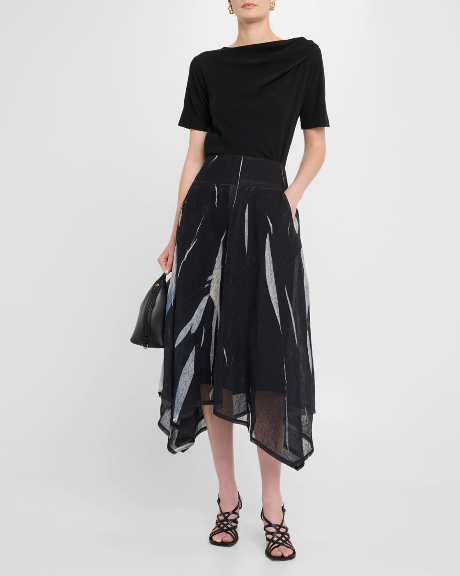 Printed Gauze Handkerchief Midi Skirt 1
