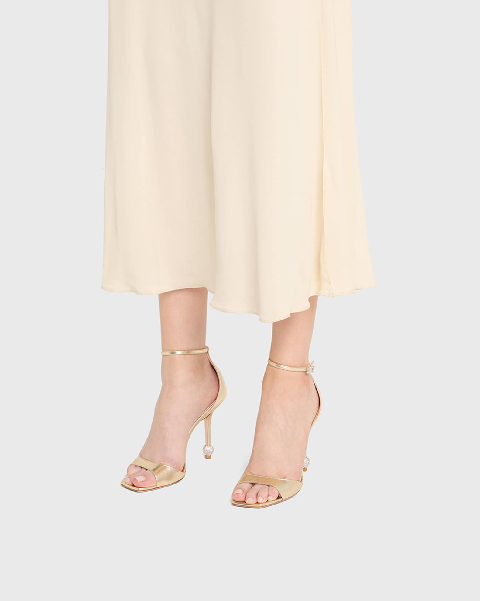 Marlene Leather Crystal-Heel Sandals 1