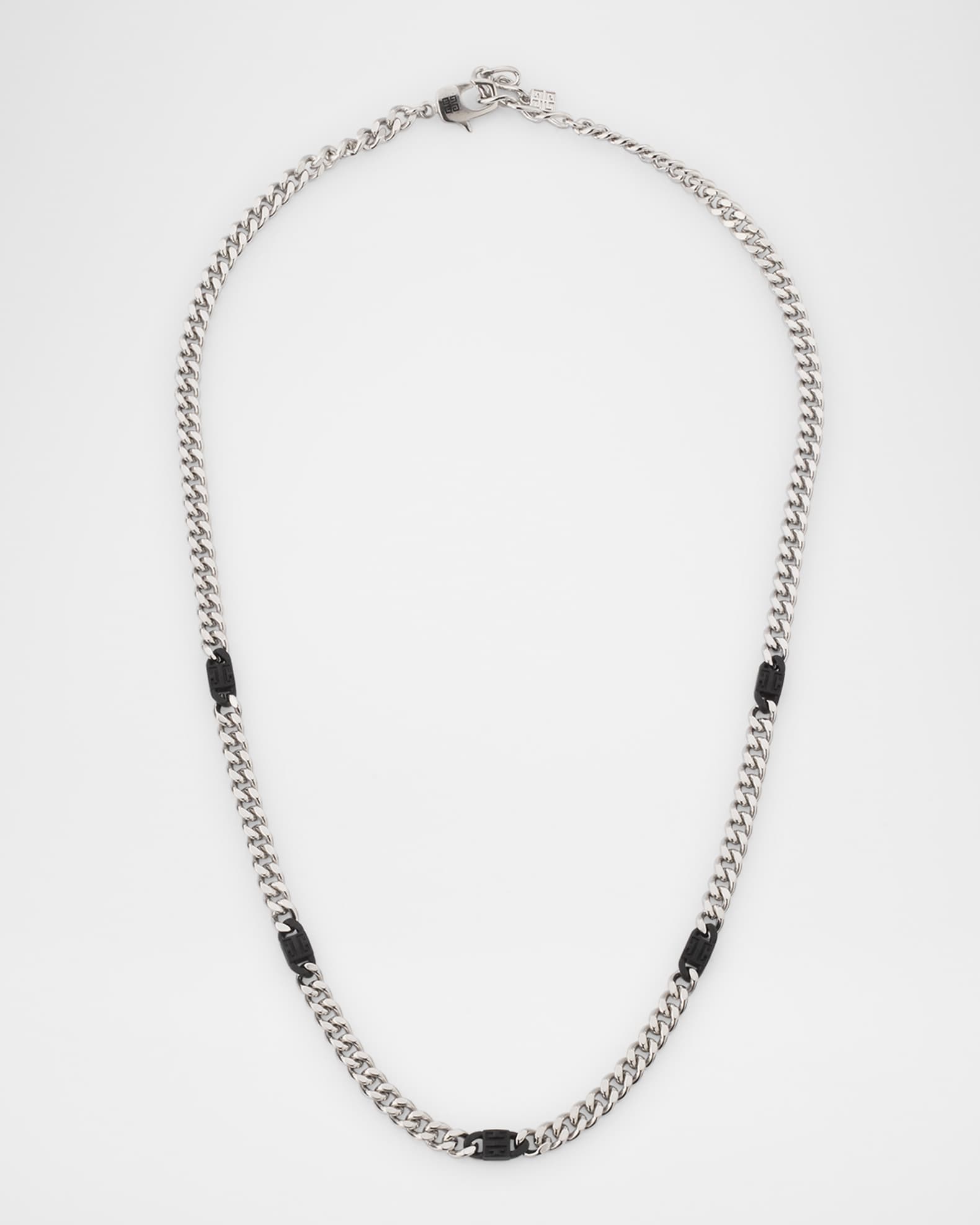Men's 4G Black and Silvery Small Chain Necklace 0