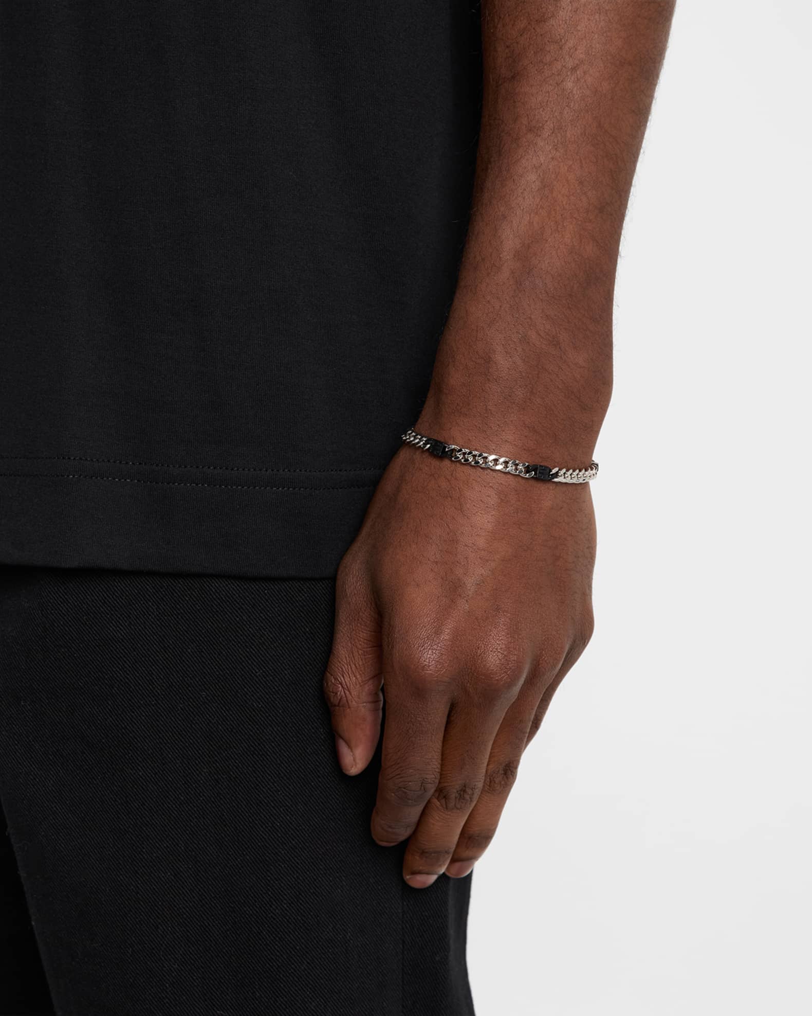 Men's Black 4G Silvery Small Chain Bracelet 1
