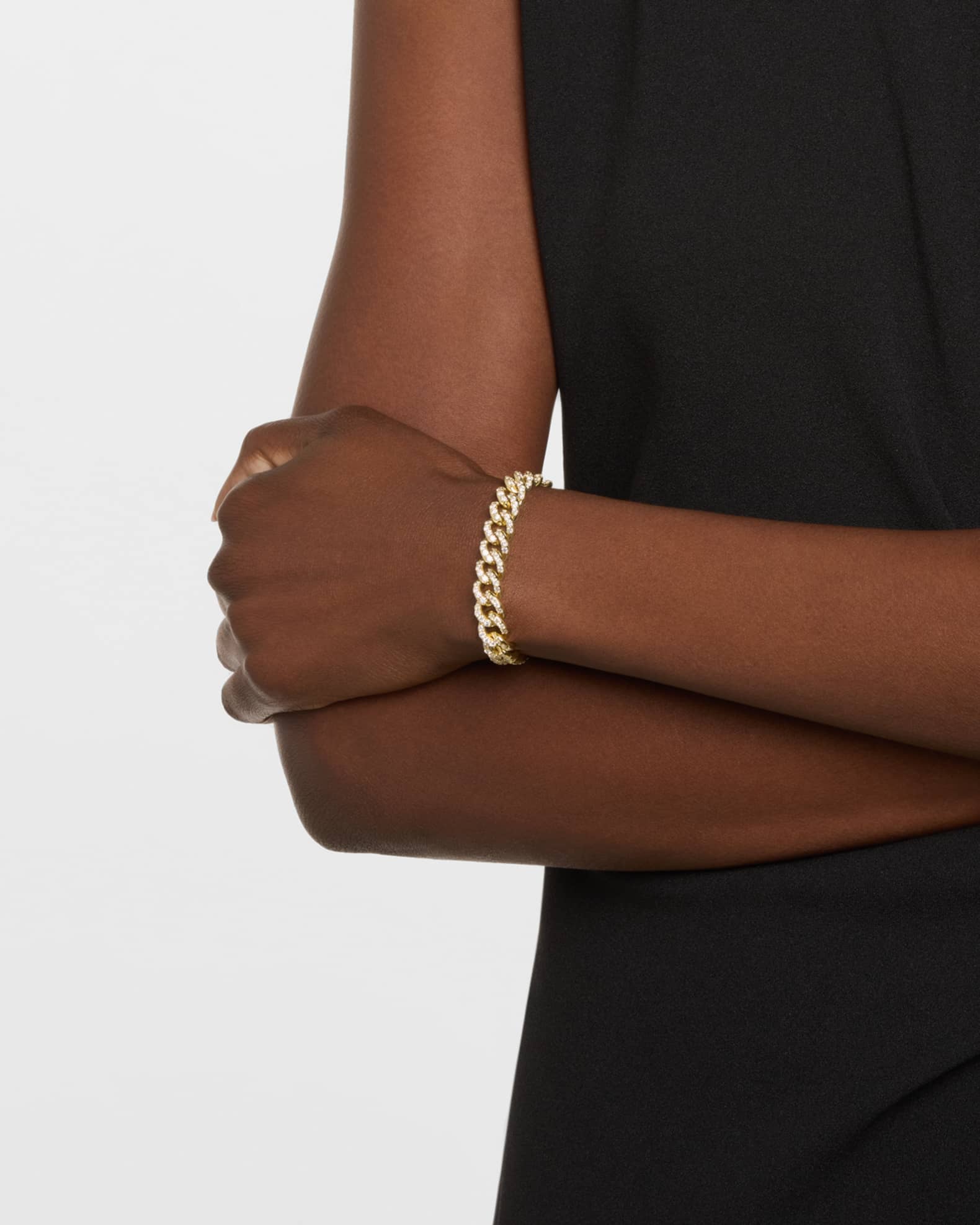 18K Yellow Gold Curb Link Diamond Bracelet, 7"L, 6.55tcw 1