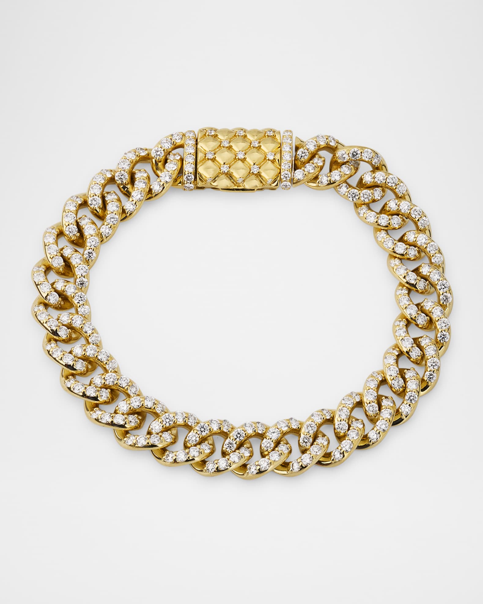 18K Yellow Gold Curb Link Diamond Bracelet, 7"L, 6.55tcw 0