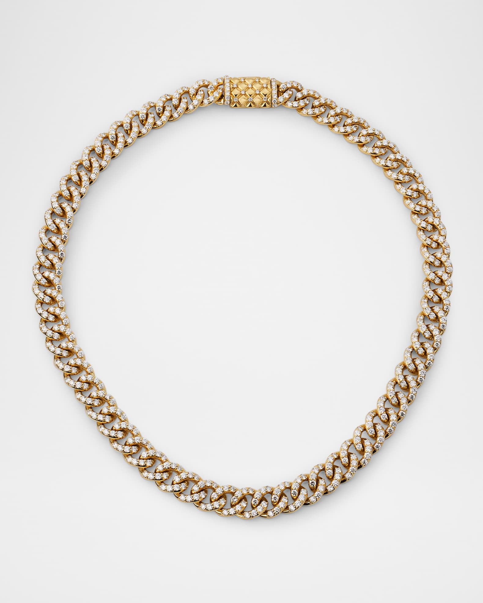 18K Yellow Gold Cuban Link Diamond Necklace, 16"L, 15.43 0