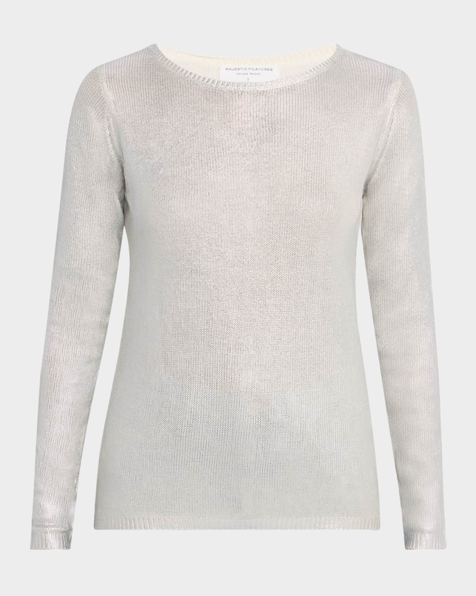 【限定特価】 Scoop-Neck Filatures Majestic Metallic Pullover Knit Silk パンツ
