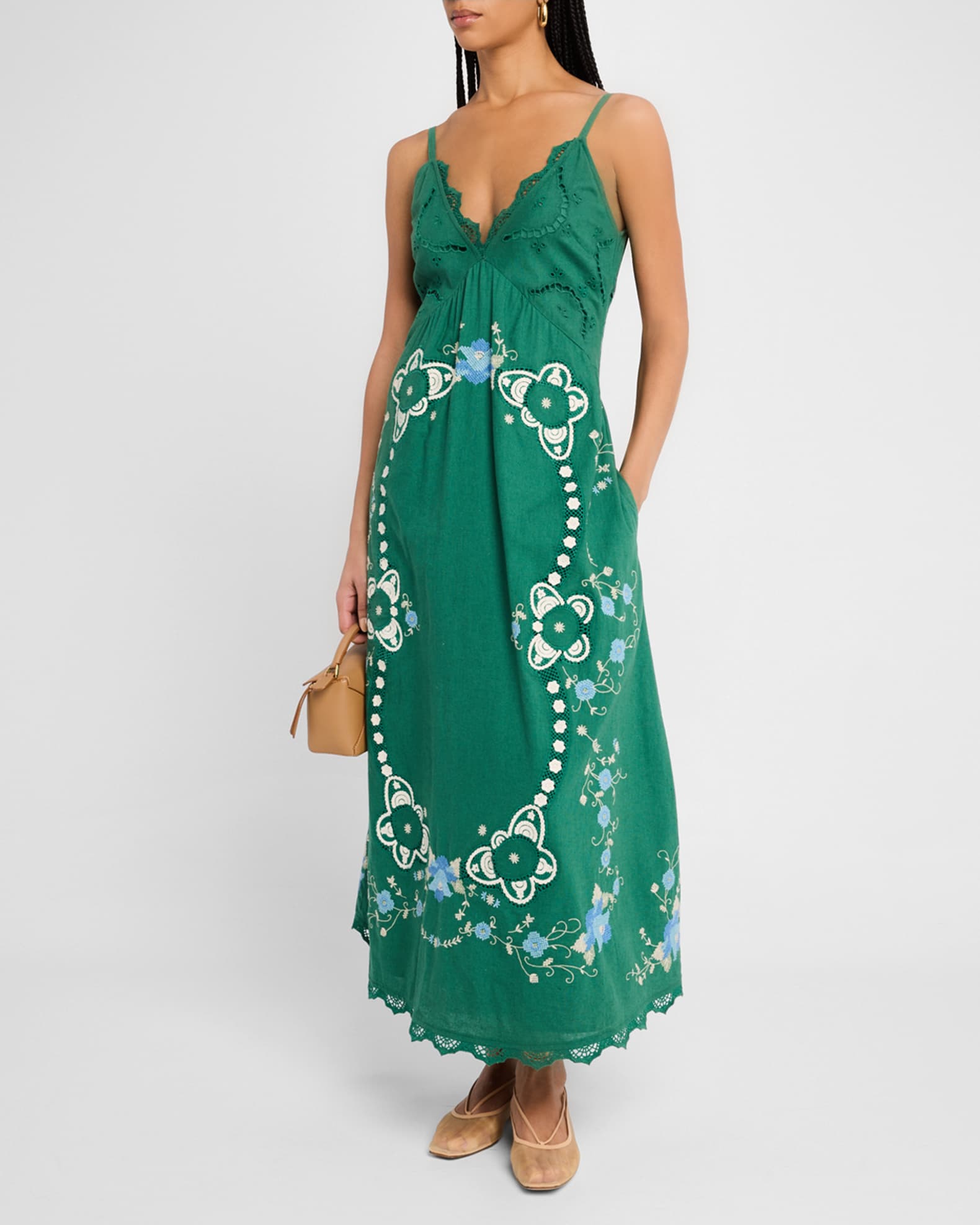 Simian style V-neck printed beach slip dress main image 1