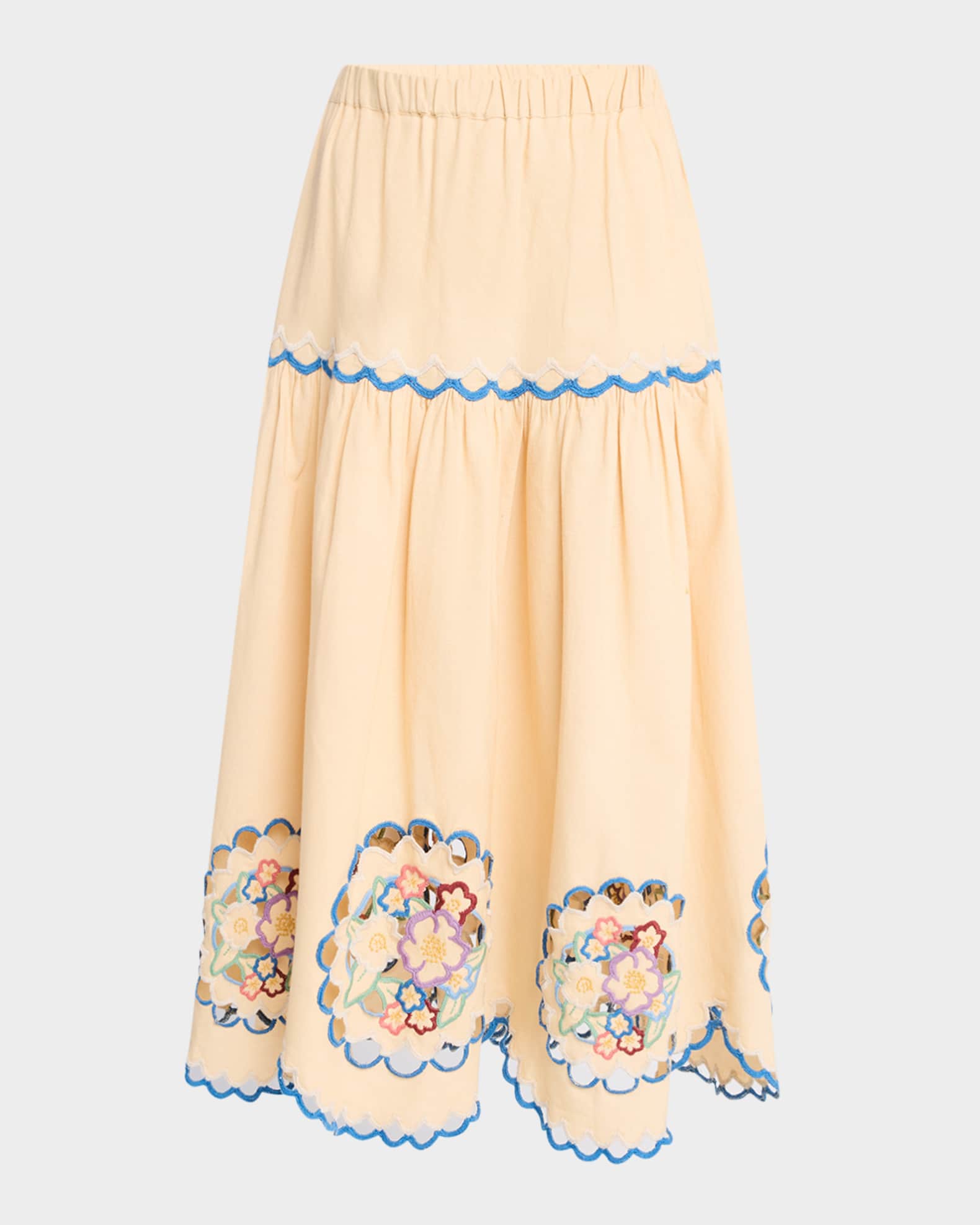 Melinda Embroidered Midi Skirt 0