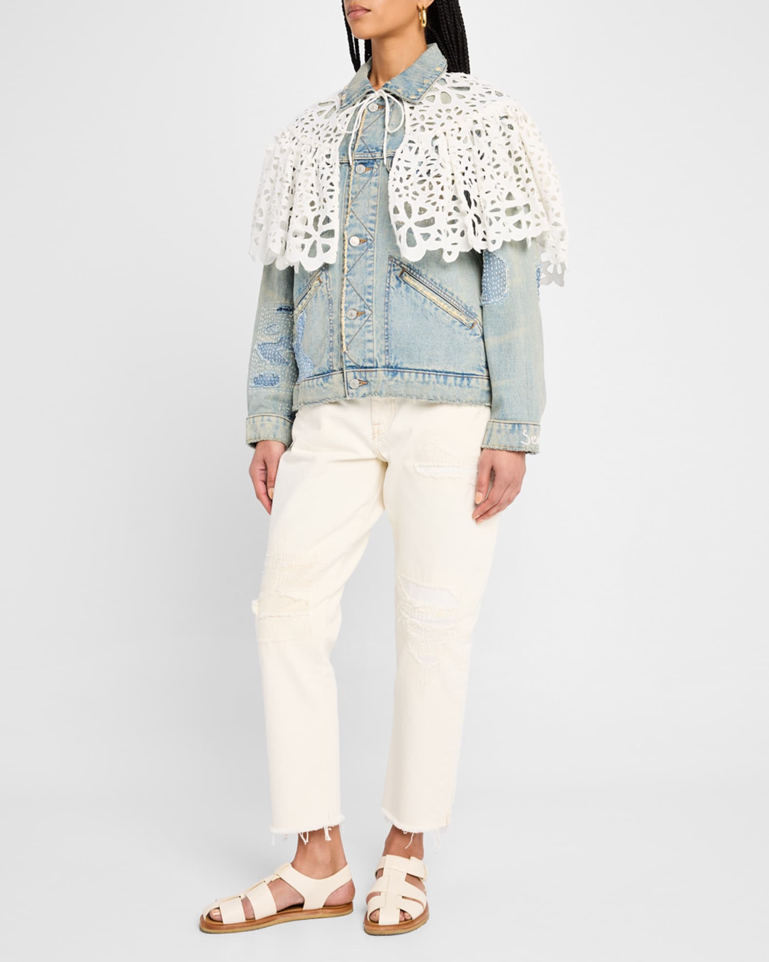 Oli Patchwork Denim Jacket with Cape 1