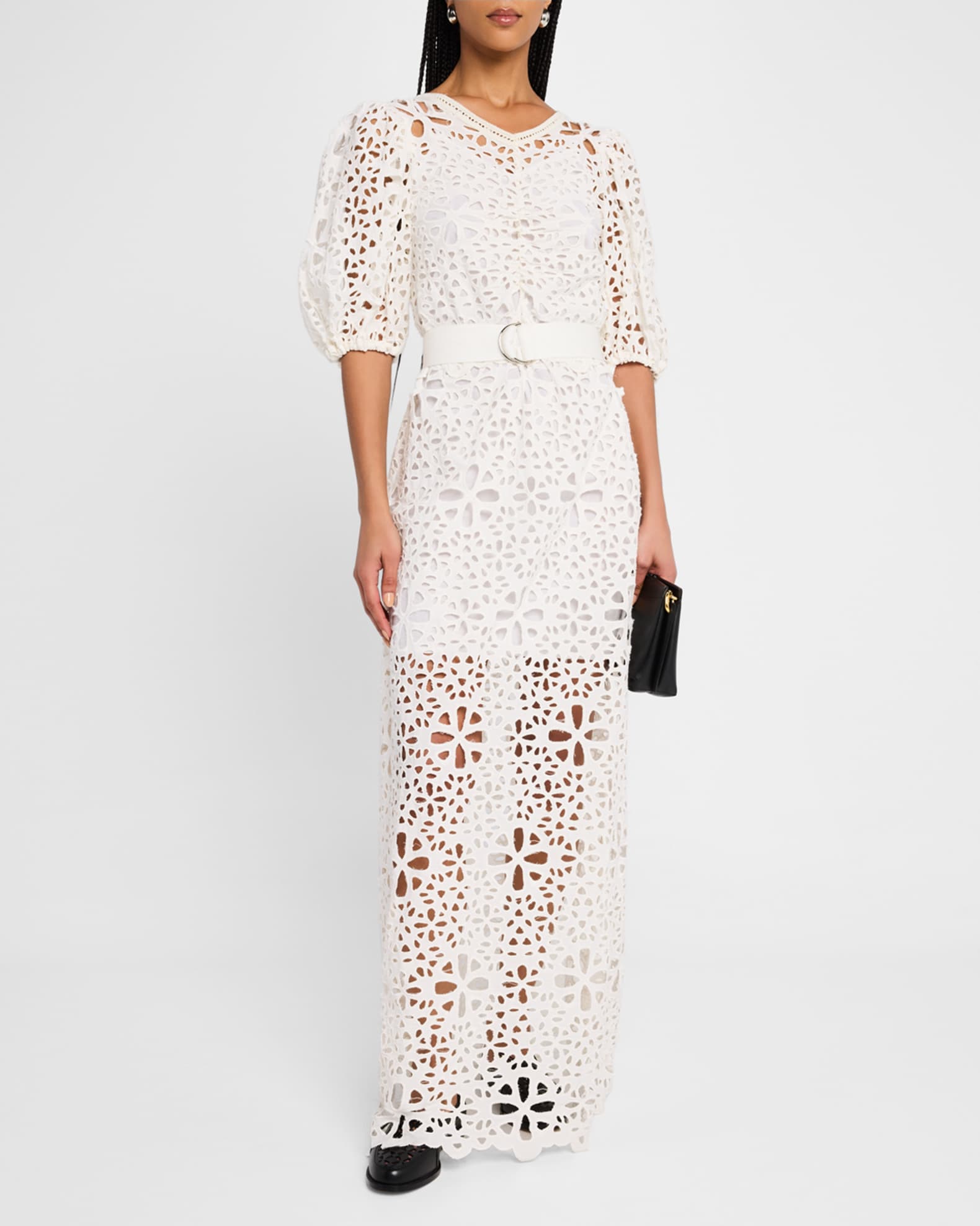 Lumi Puff-Sleeve Eyelet Maxi Dress 1