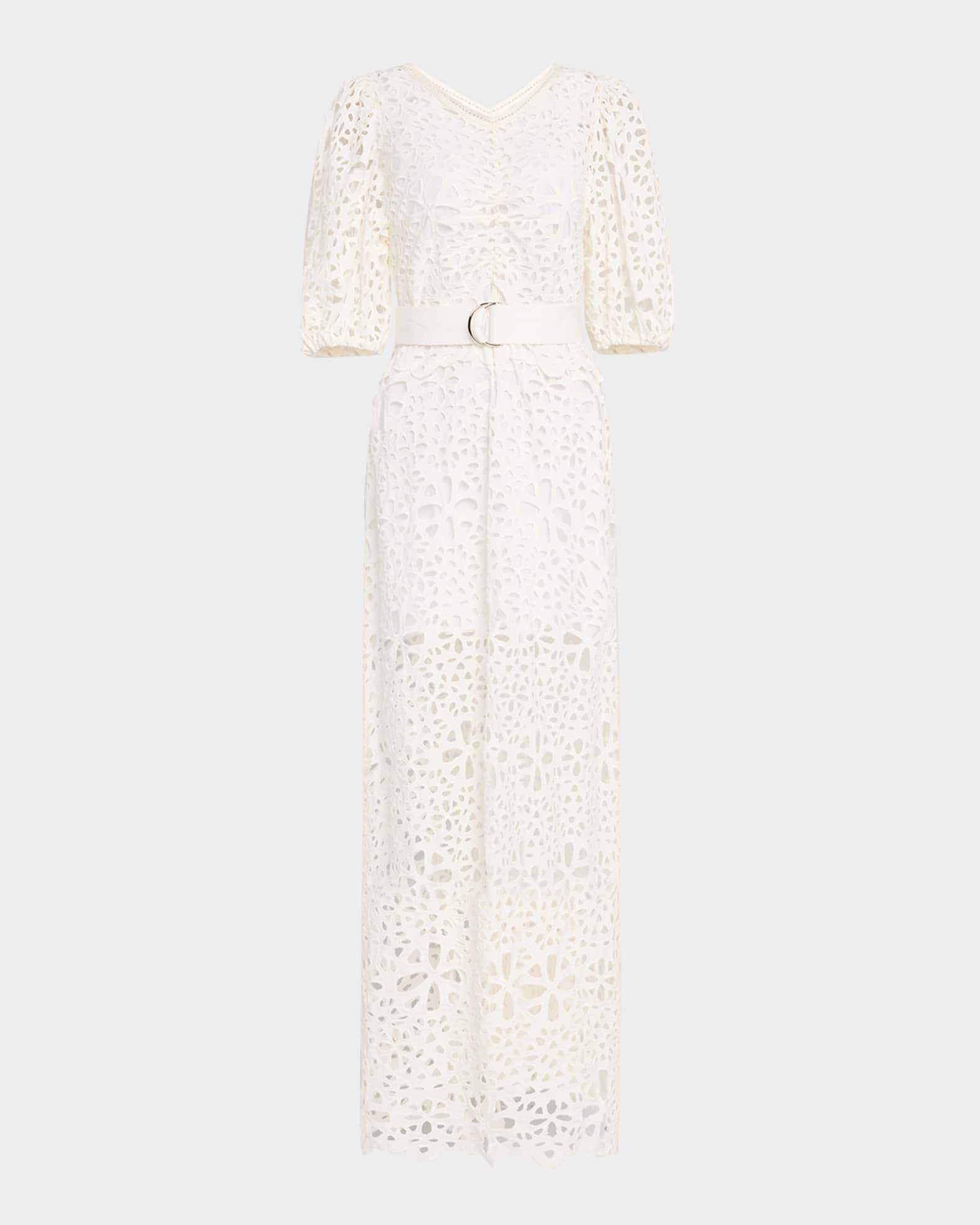 Lumi Puff-Sleeve Eyelet Maxi Dress 0