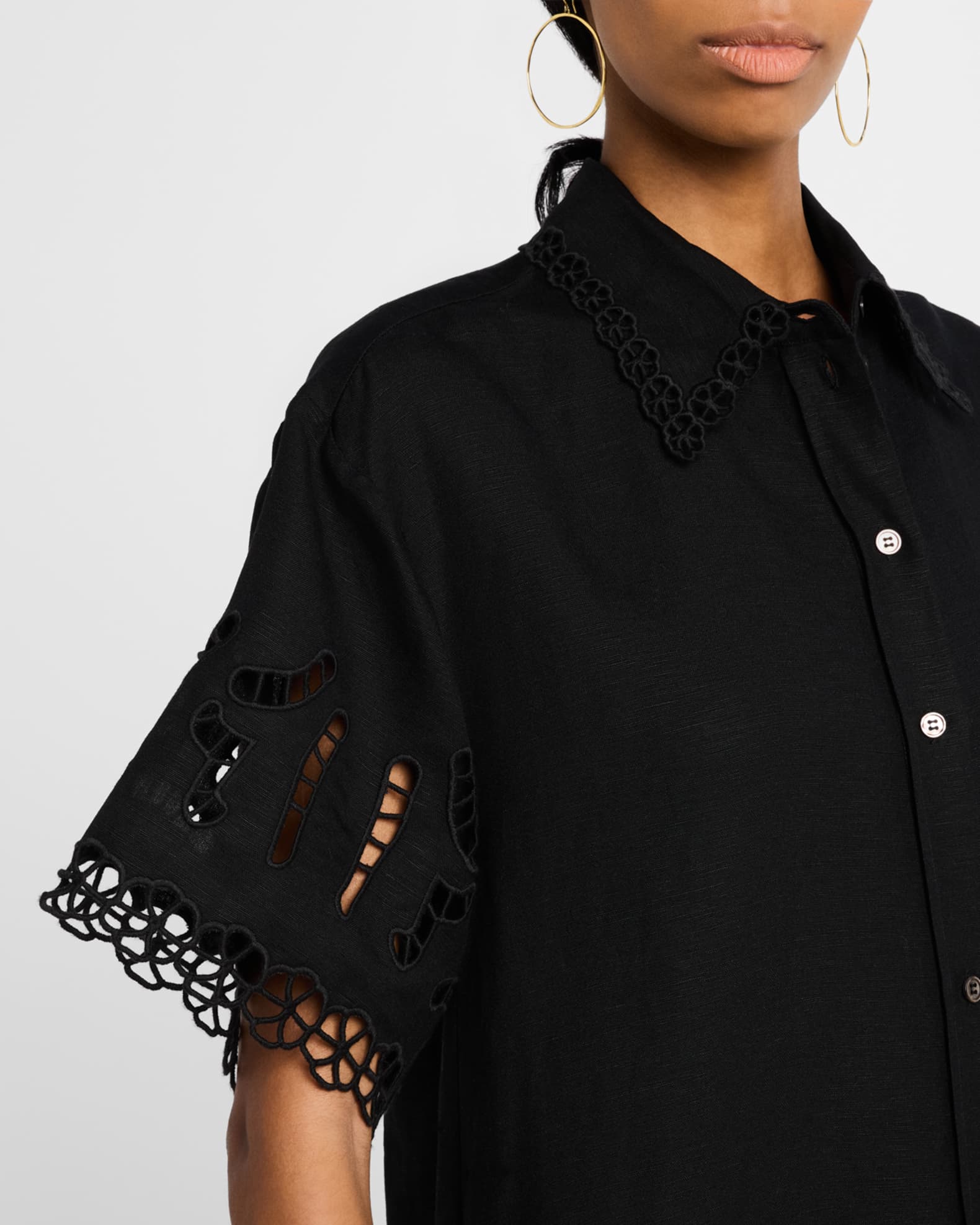 Sea Marja Embroidered Shirtdress | Neiman Marcus
