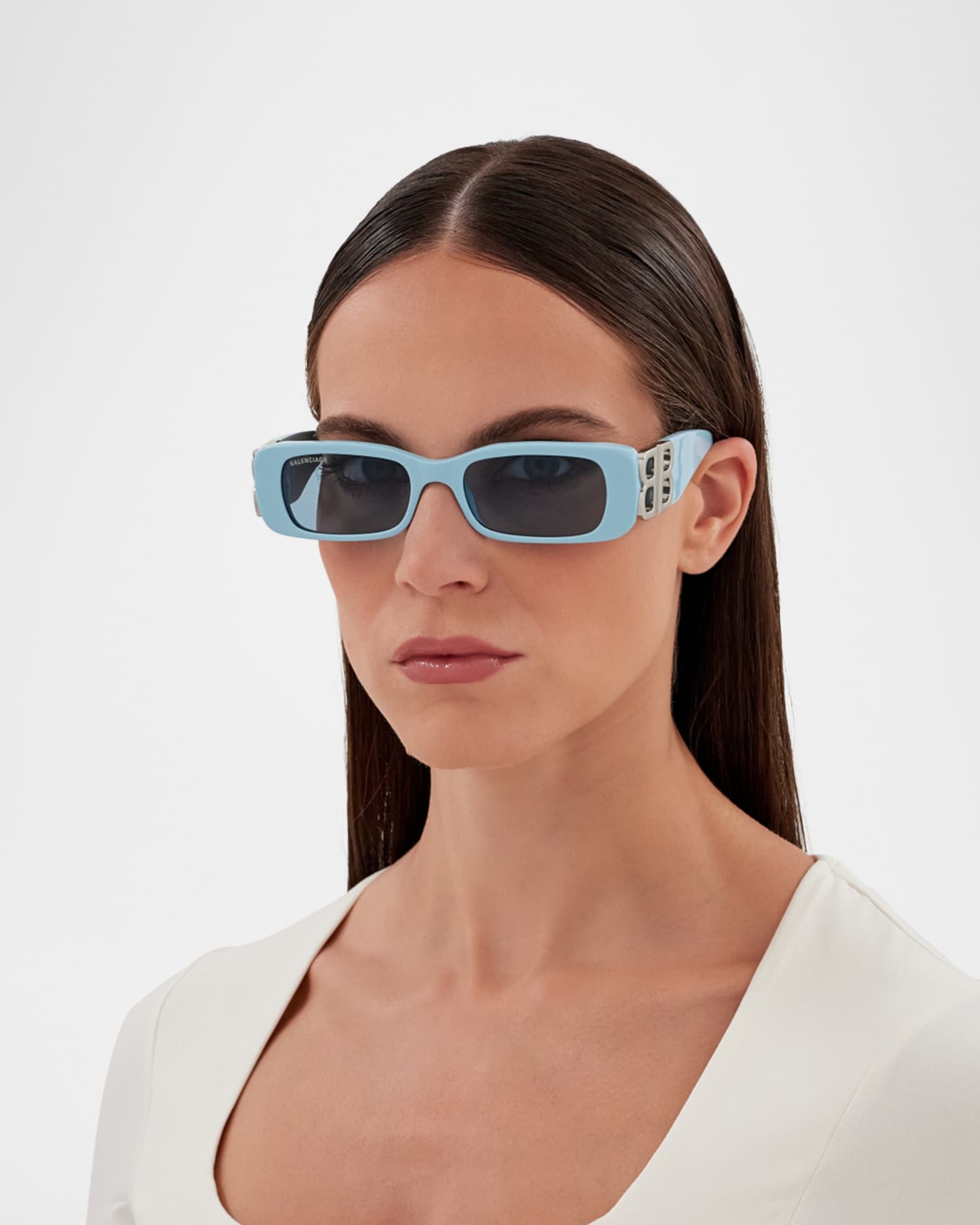 サングラス BALENCIAGA Woman Sunglasses Blue BB0096S 026 Balenciaga BB0096S Acetate BB Logo Sunglasses | Neiman Marcus