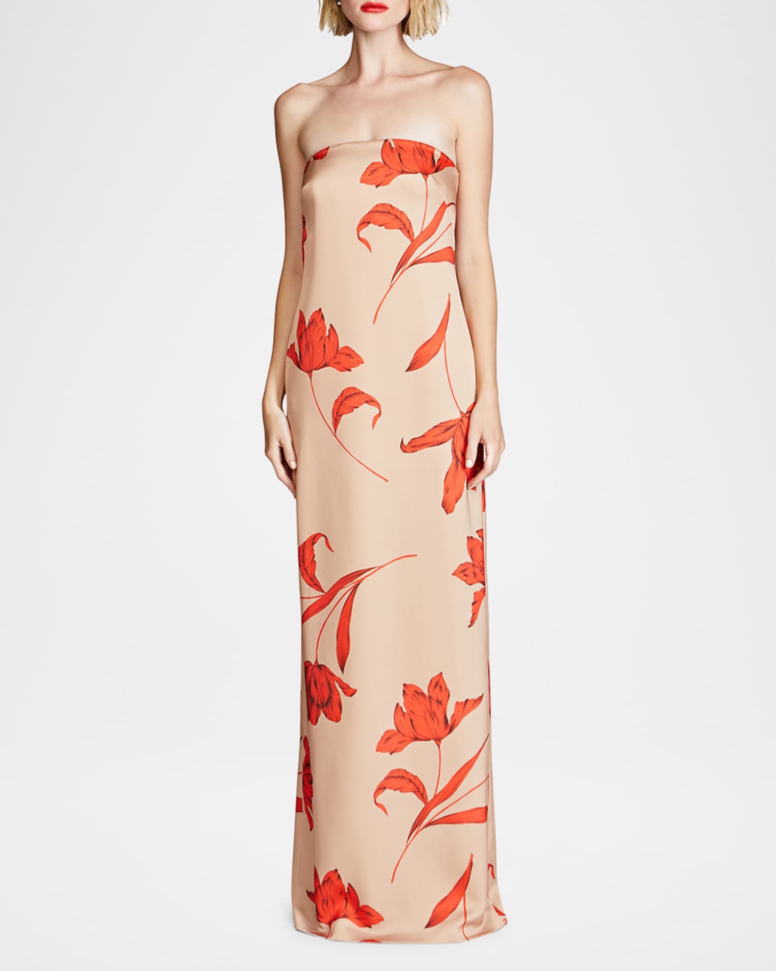 Manuela Strapless Floral-Print Column Gown 1