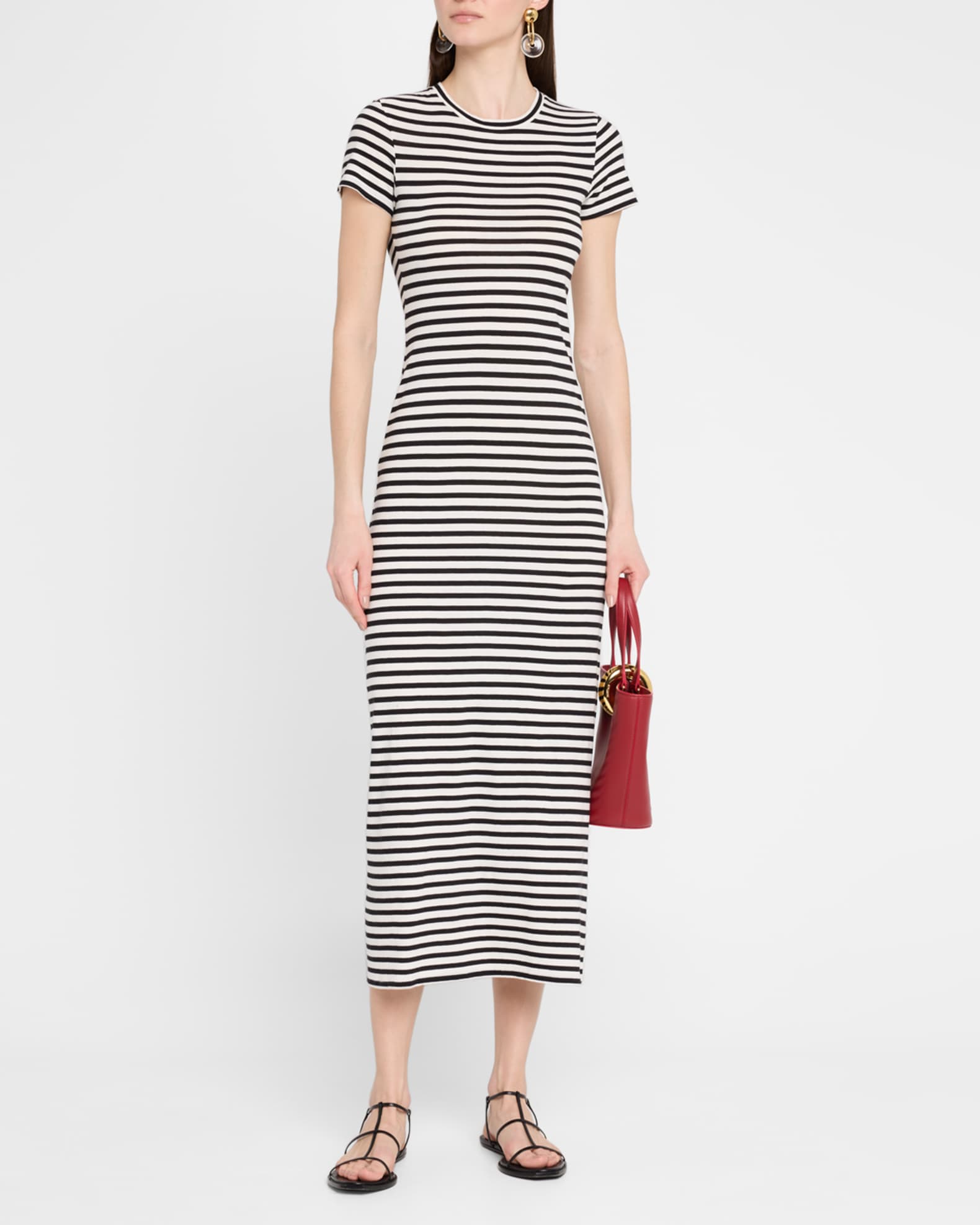Lucinda Striped Short-Sleeve Midi Dress 1