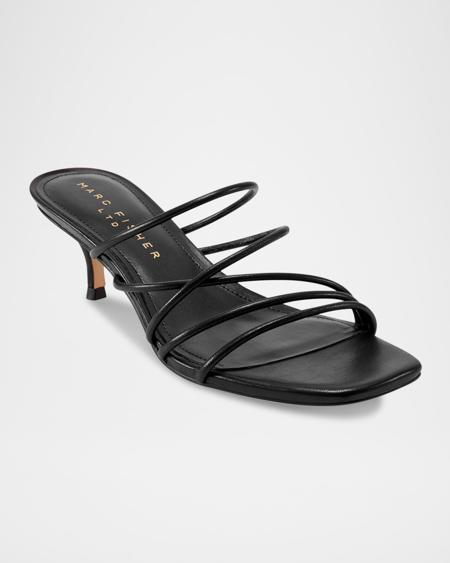 Banna Strappy Leather Kitten Slide Sandals 1