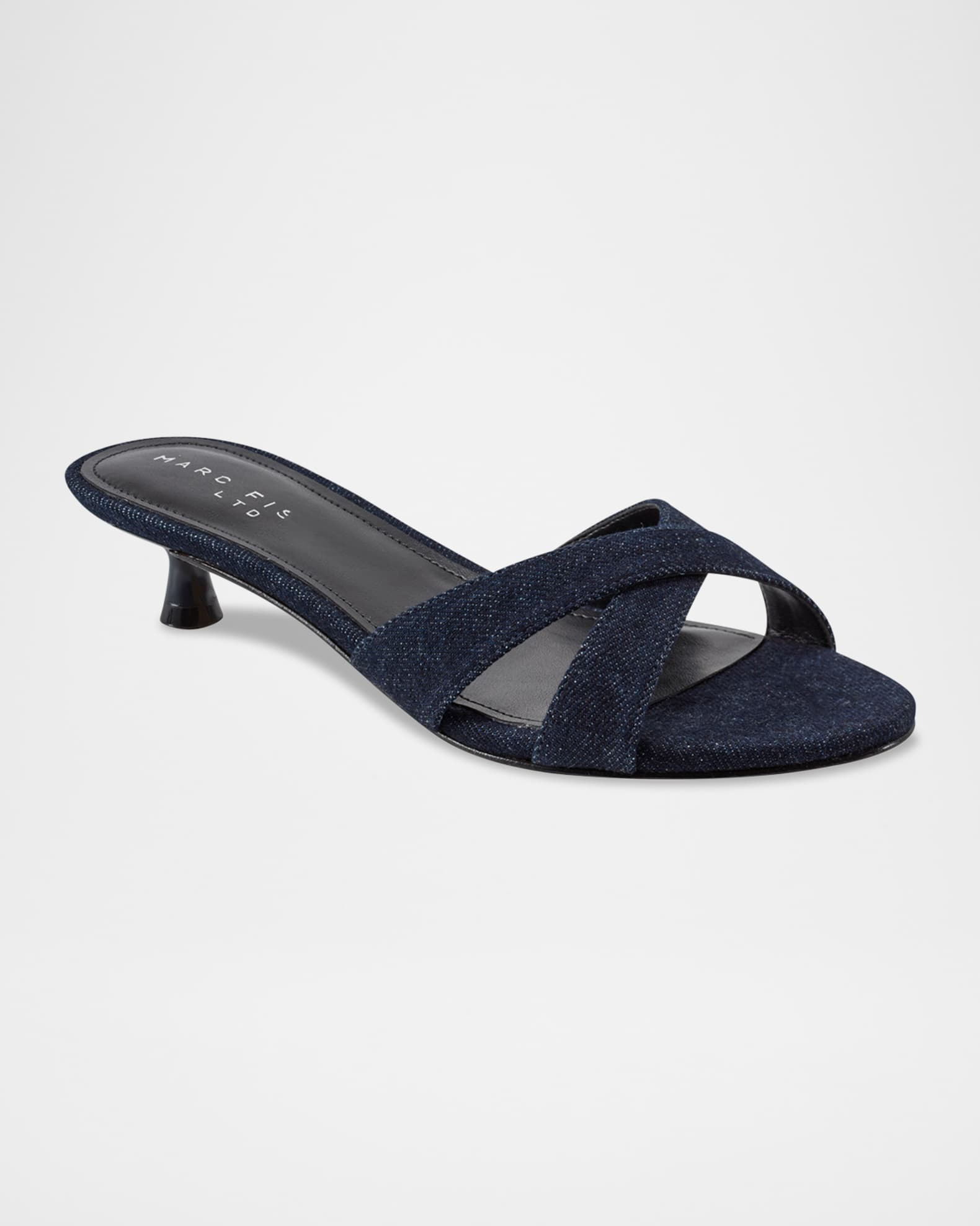 Tracey Denim Crisscross Kitten Slide Sandals 1