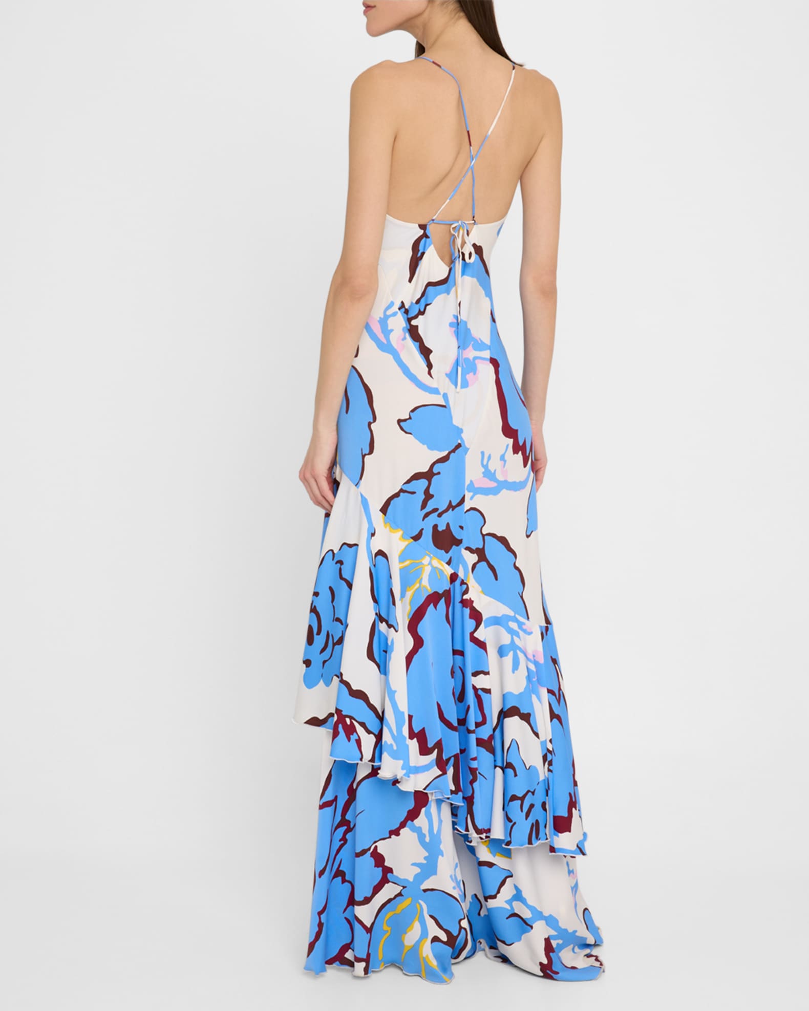DIANE VON FURSTENBERG Sean ruffled floral-print stretch-mesh