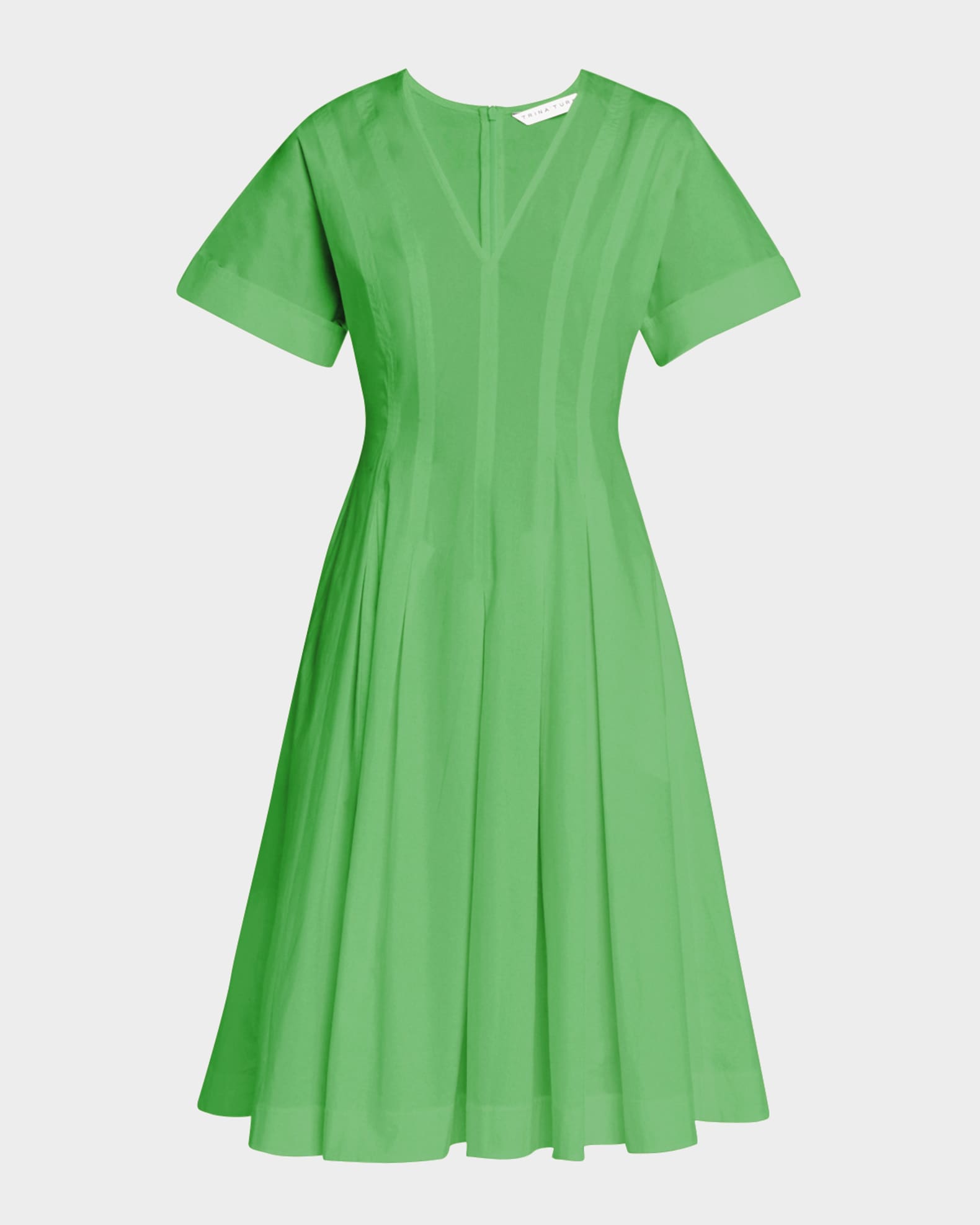 Ashe Pleated Topstitch A-Line Dress 0