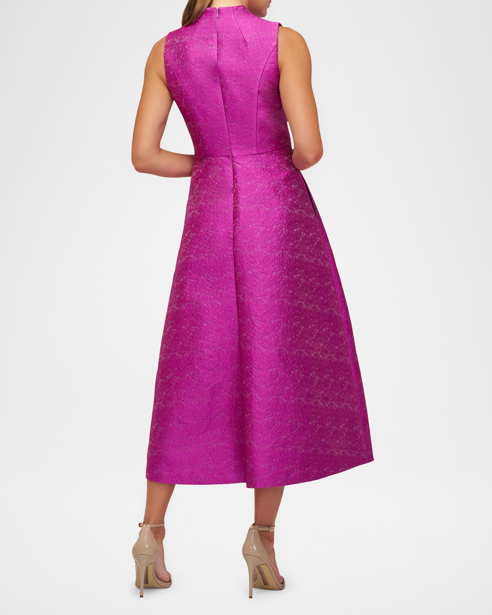 Kay Unger Women's Allegra Jacquard Midi-Dress - Cerise