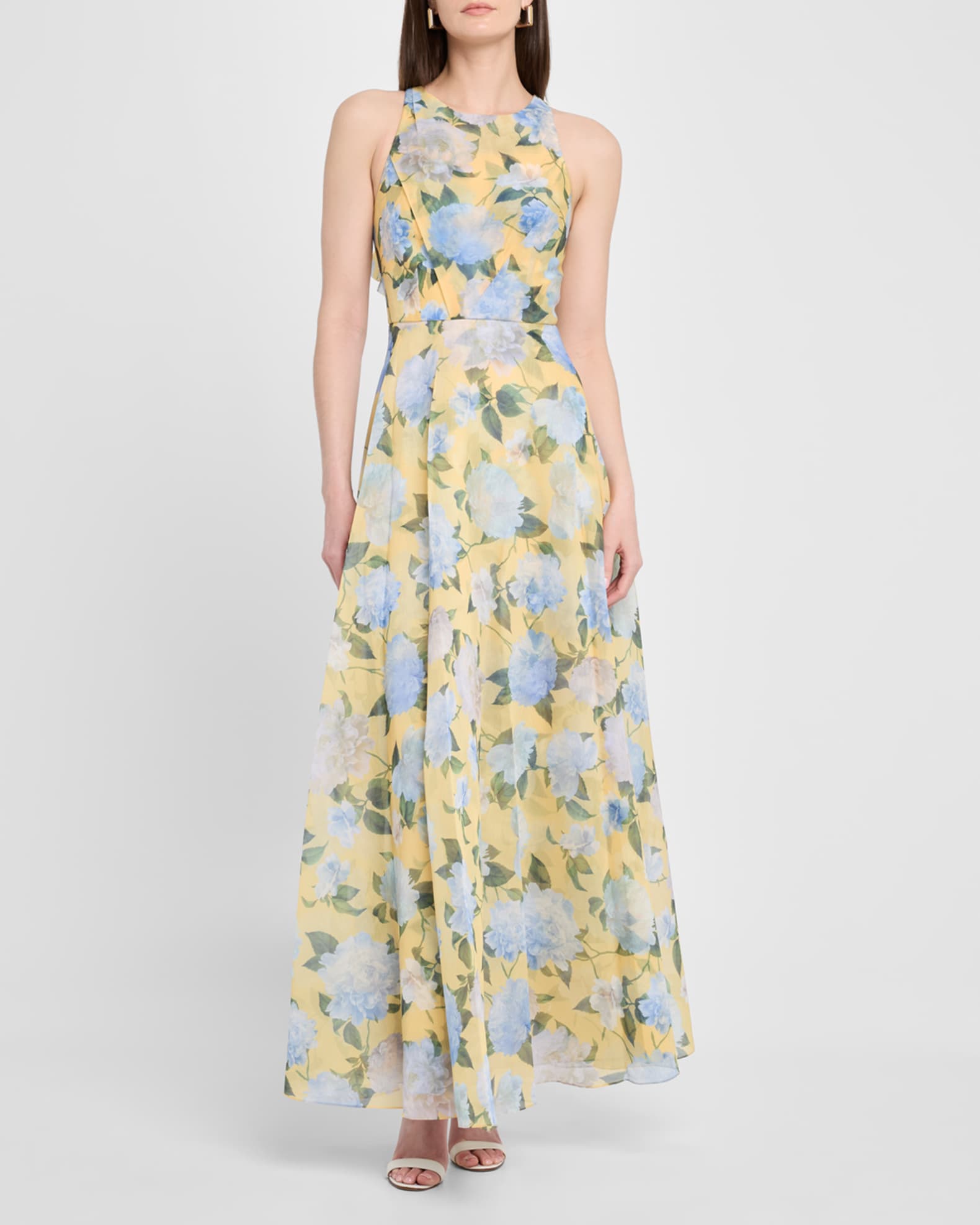 Kate Draped Floral-Print Organza Gown 1