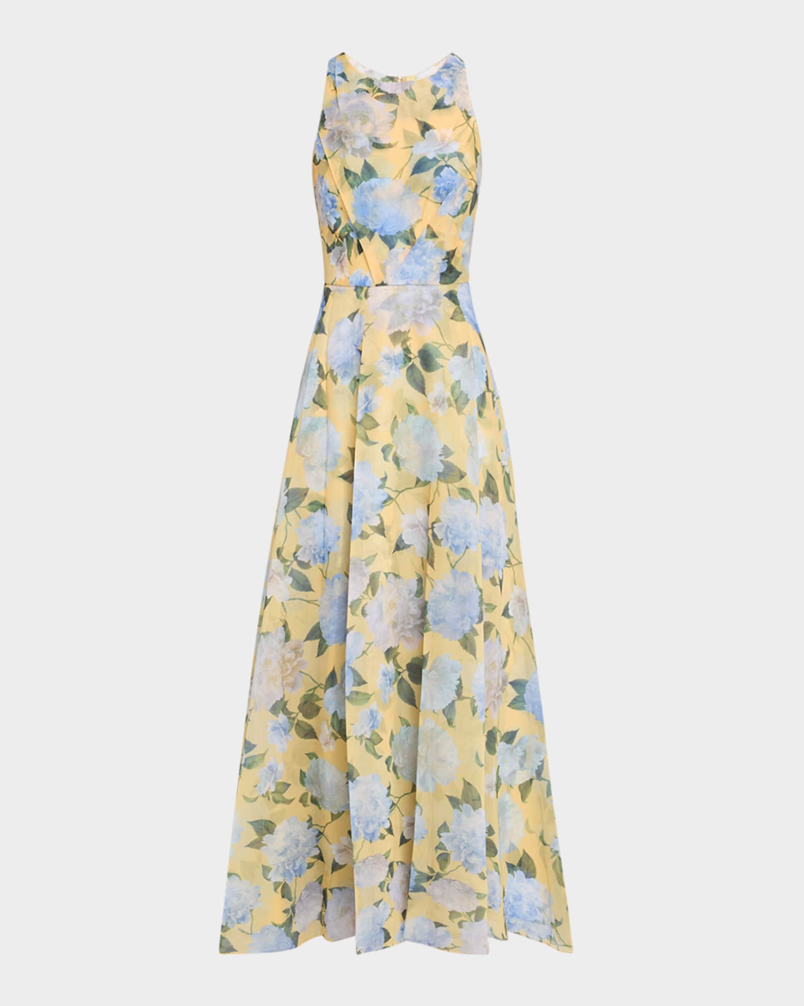 Kate Draped Floral-Print Organza Gown 0