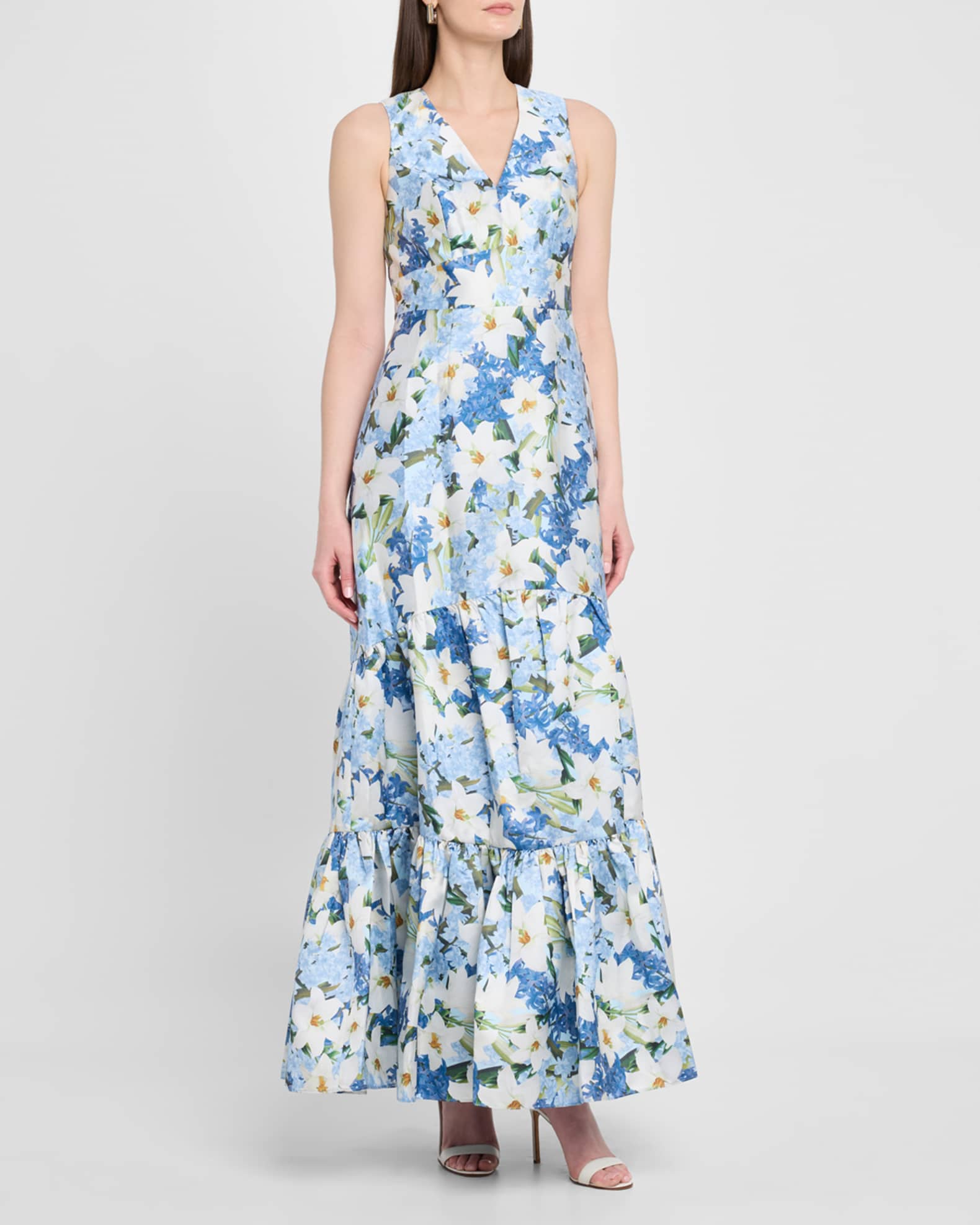 Rori Tiered Floral-Print Mikado Gown 1