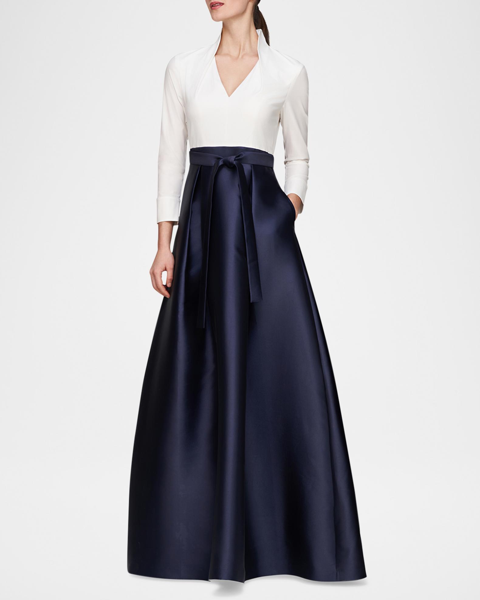 Kay Unger Phoebe Gown - White/Dk. Twilight