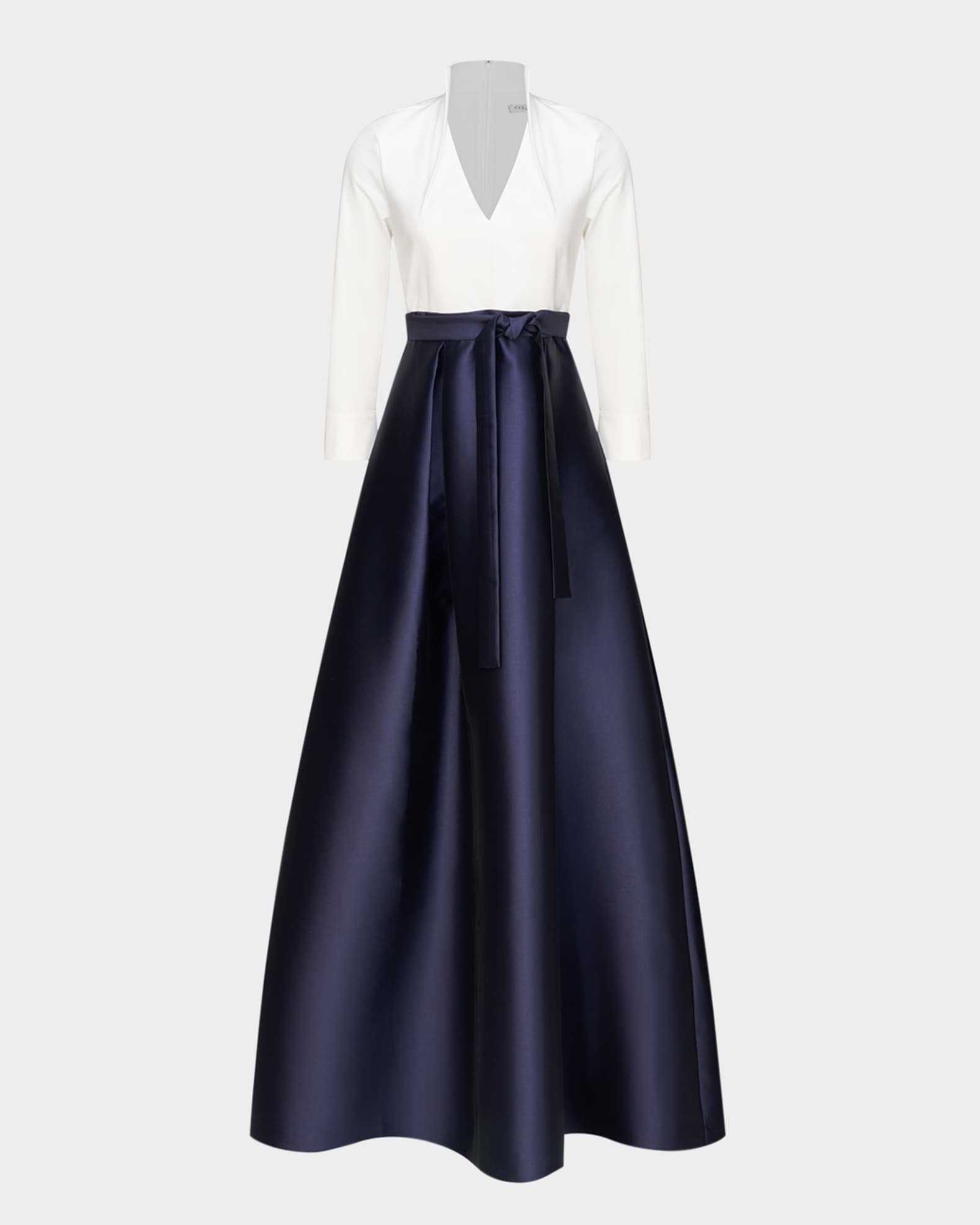 navy blue and white formal dresses Navy Blue V-Neck Ball Gown Prom Dress Formal Dress main image 1