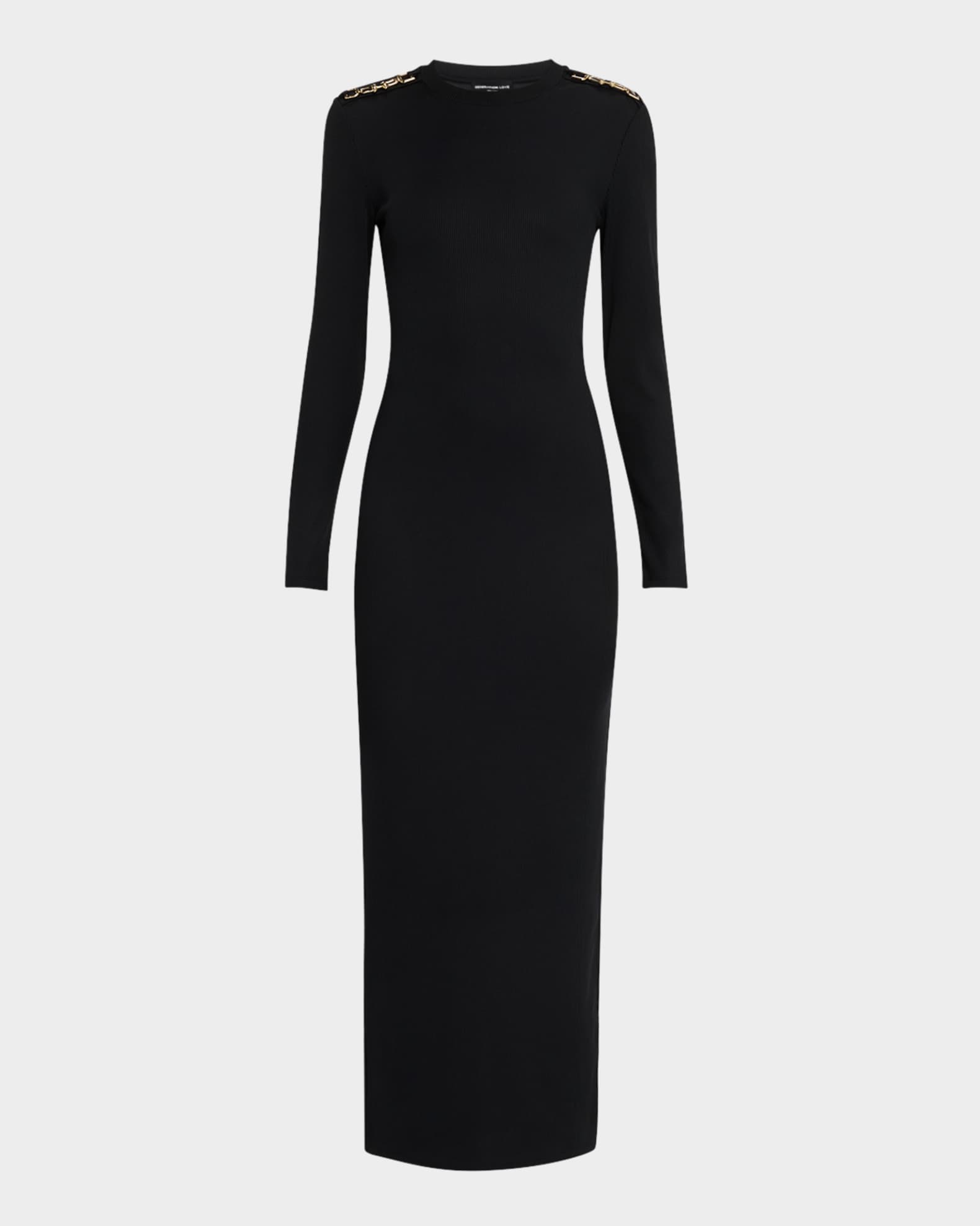 Elizabella Long-Sleeve Chain Maxi Dress 0