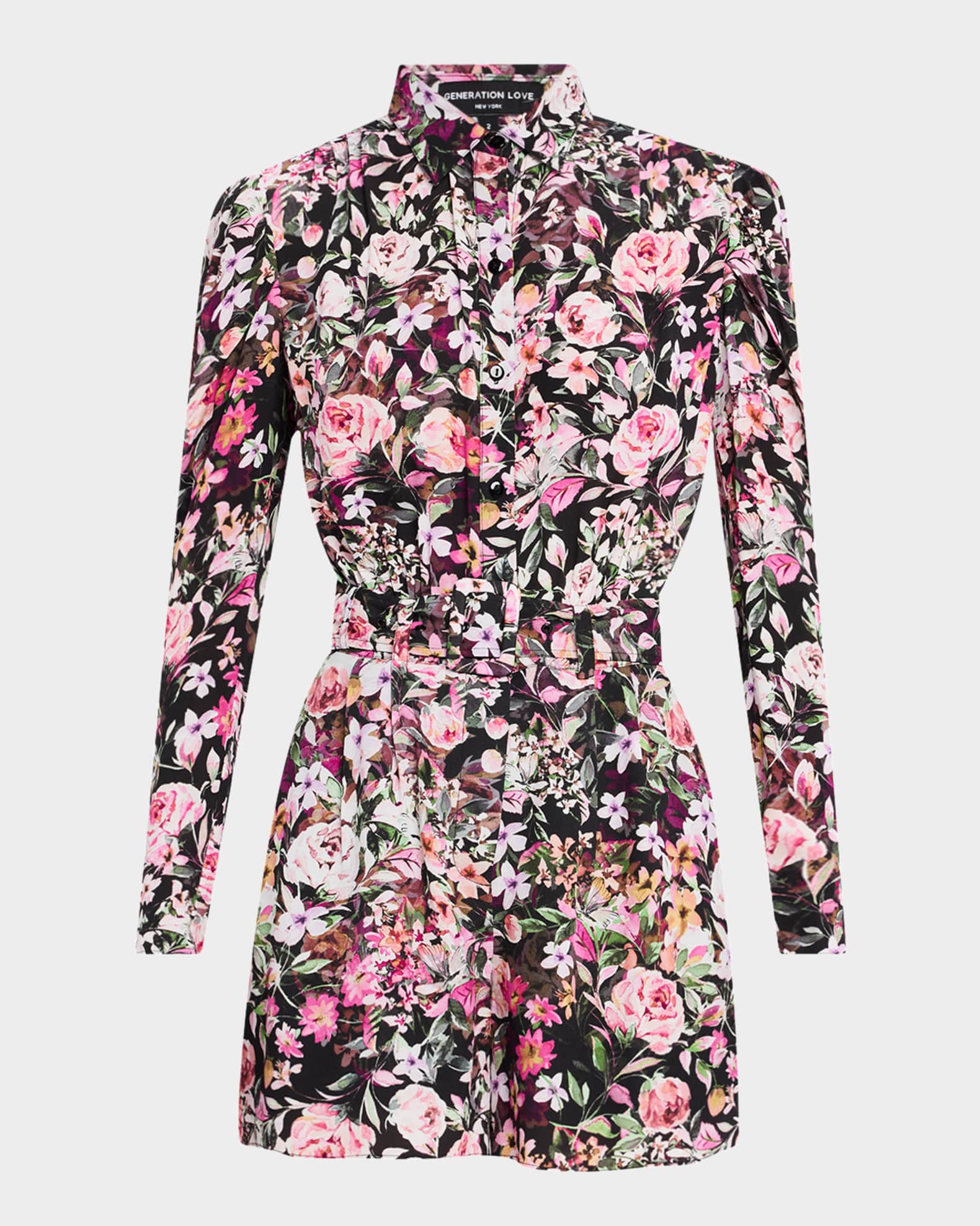 Zane Long Bell Sleeve Floral Romper White