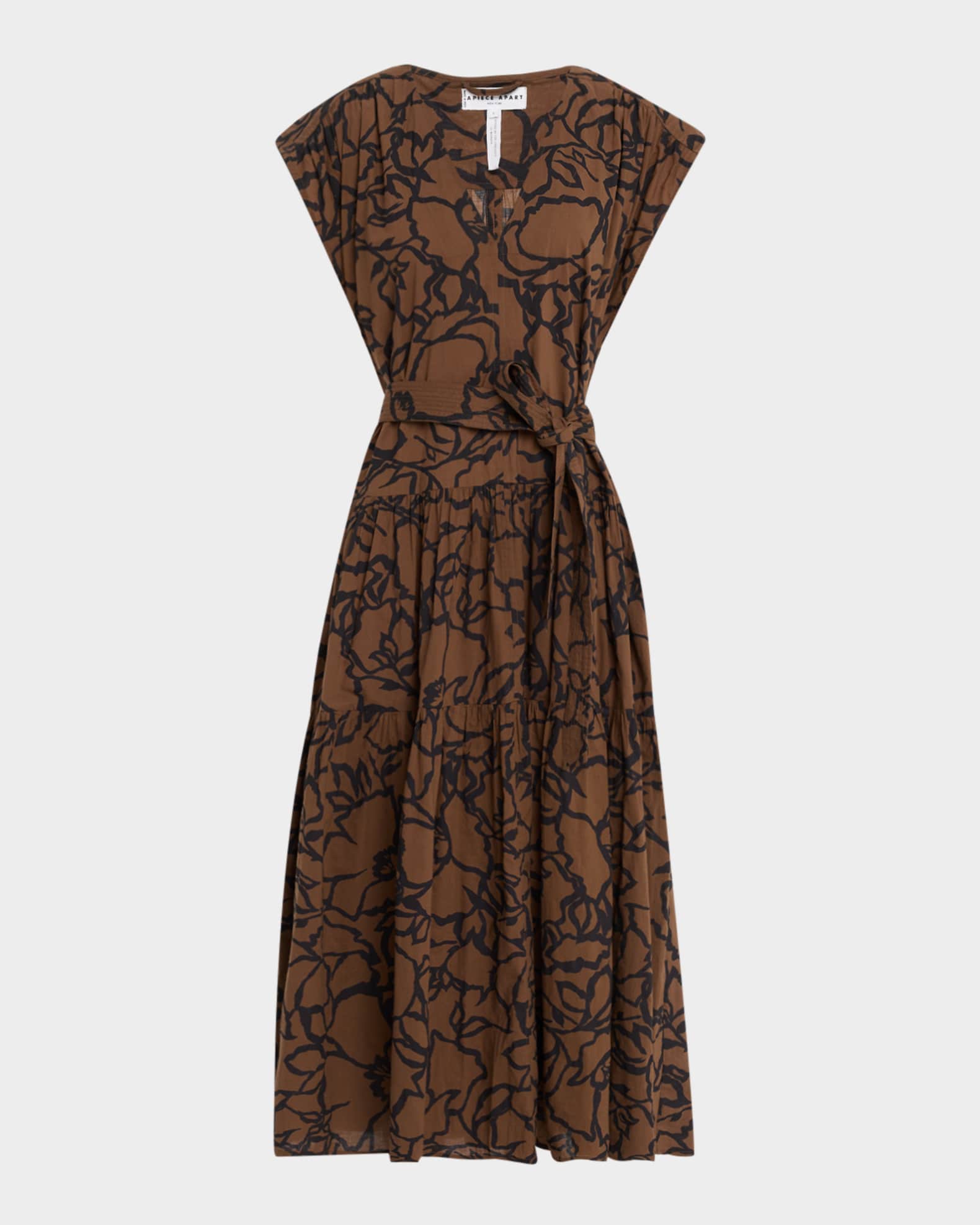 Agathe Tiered Floral-Print Midi Dress 0
