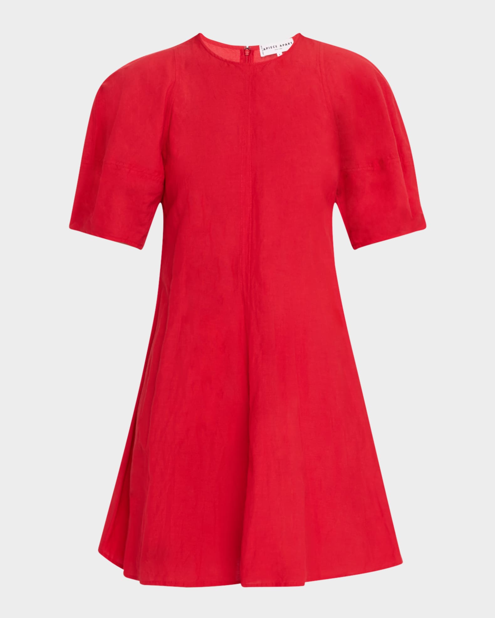 Bettina Topstitched Puff-Sleeve Mini Dress 0