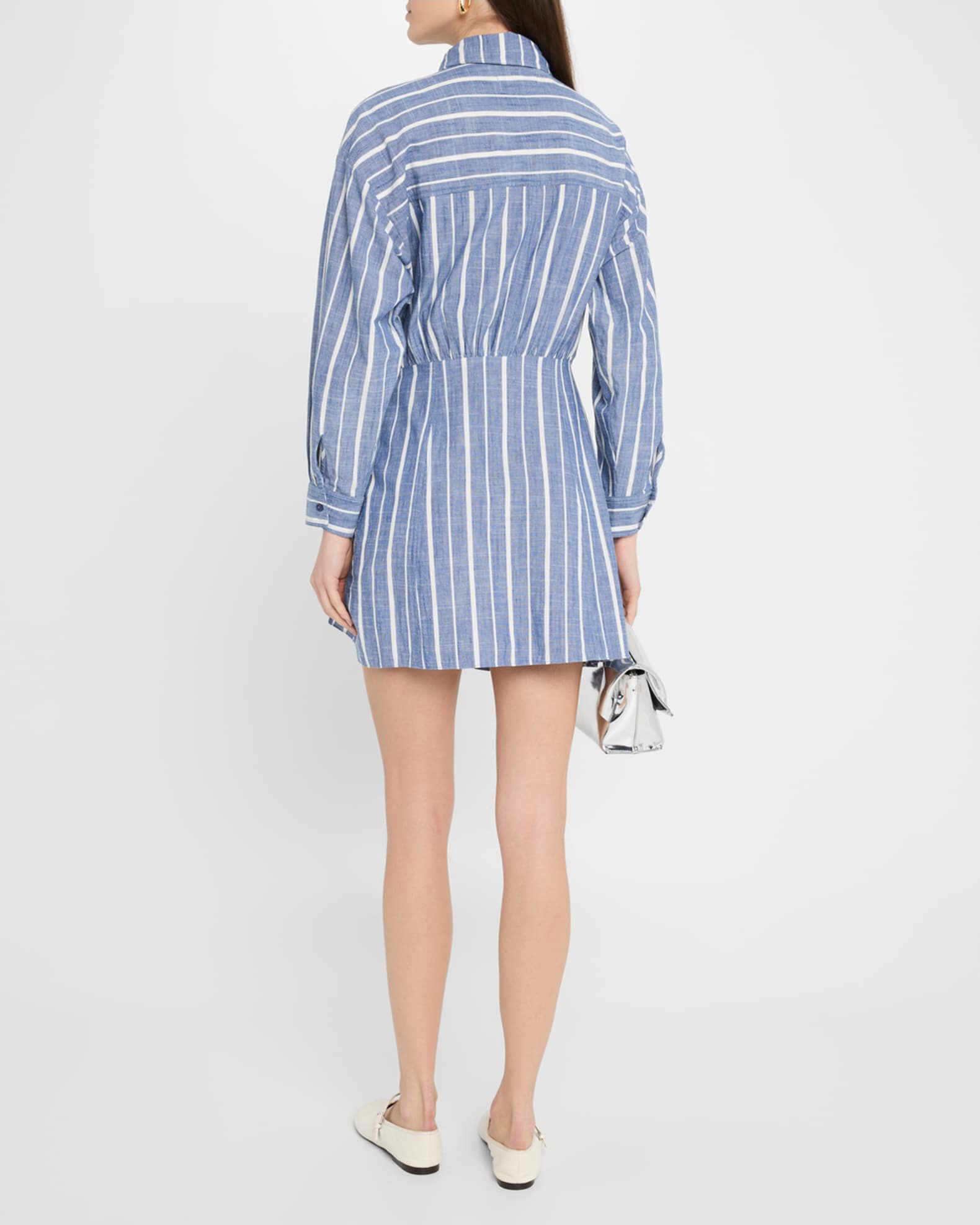 Apiece Apart Alessandra Striped Chambray Mini Shirtdress | Neiman Marcus