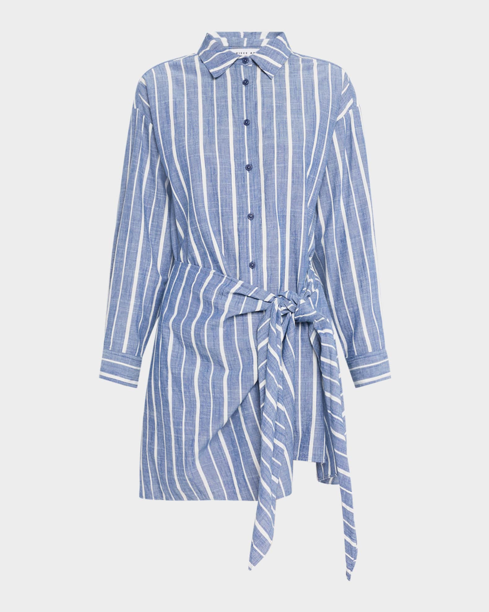 Alessandra Striped Chambray Mini Shirtdress 0