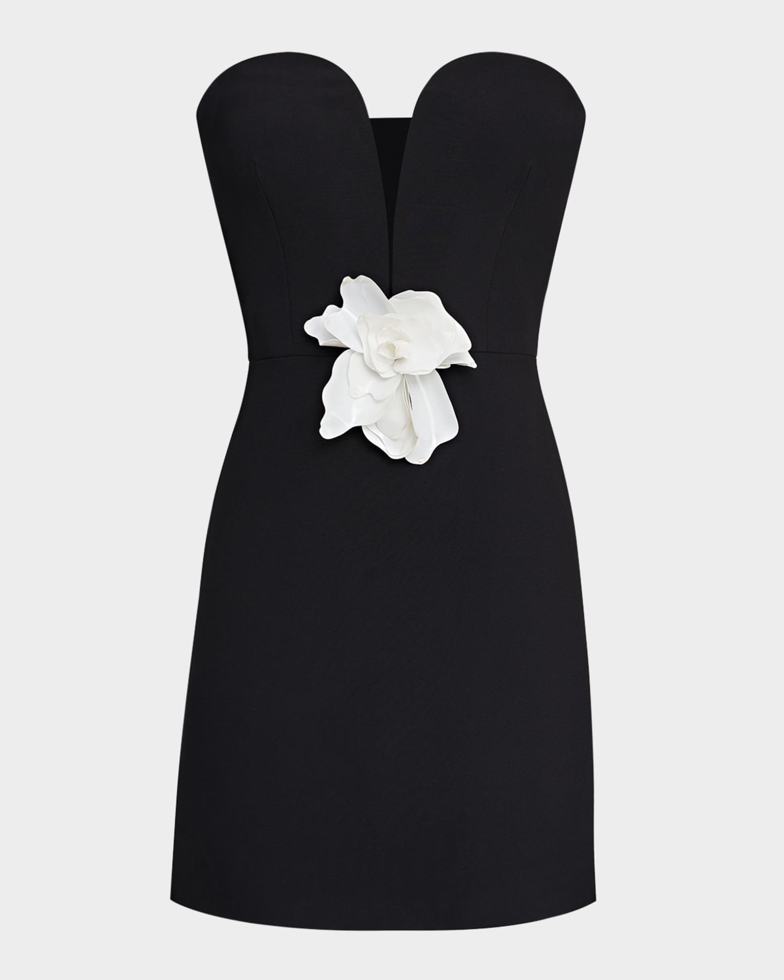 Anabelle Strapless Plunge Crepe Mini Dress 0