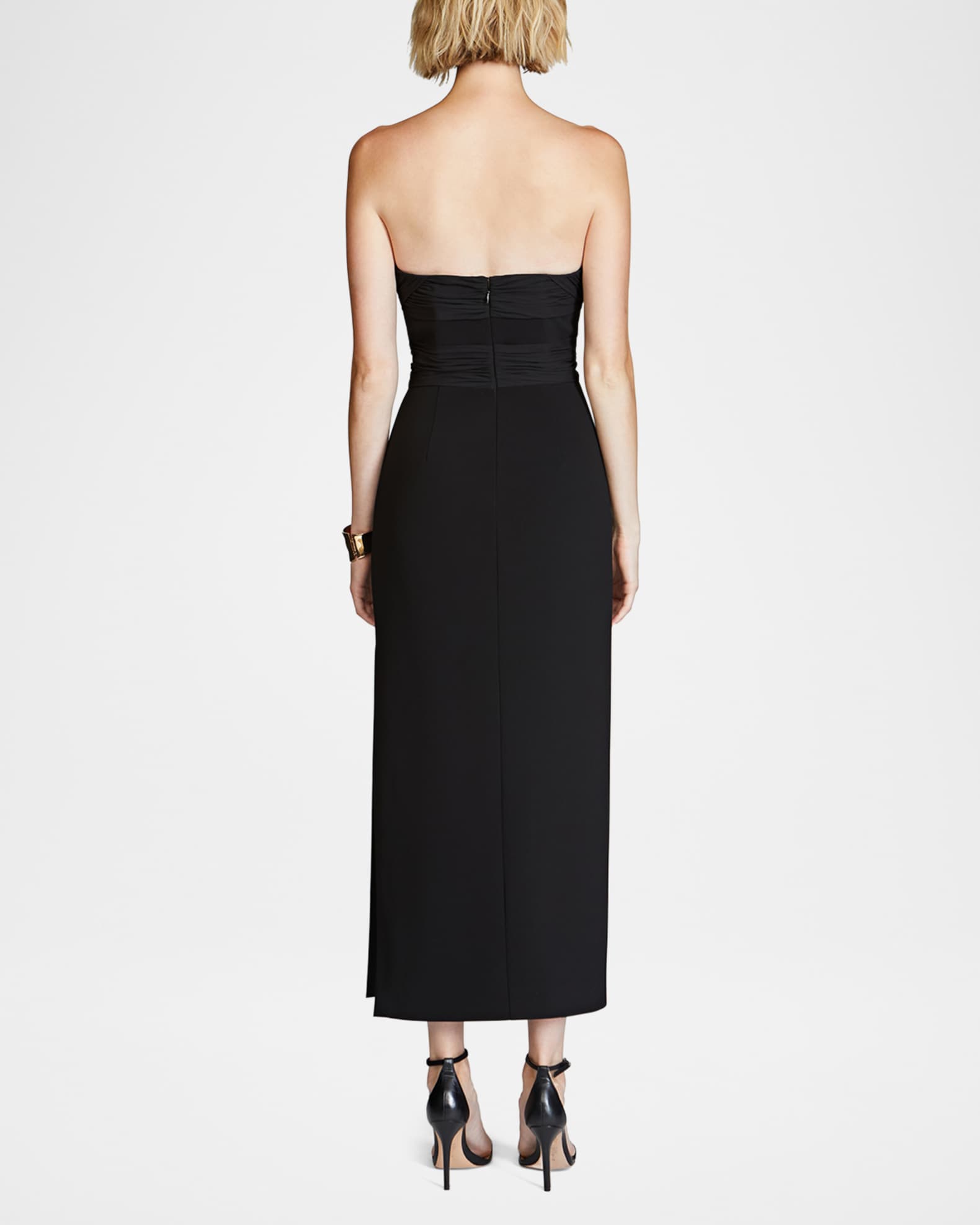 Halston Marguerite Strapless Plunge Midi Dress | Neiman Marcus