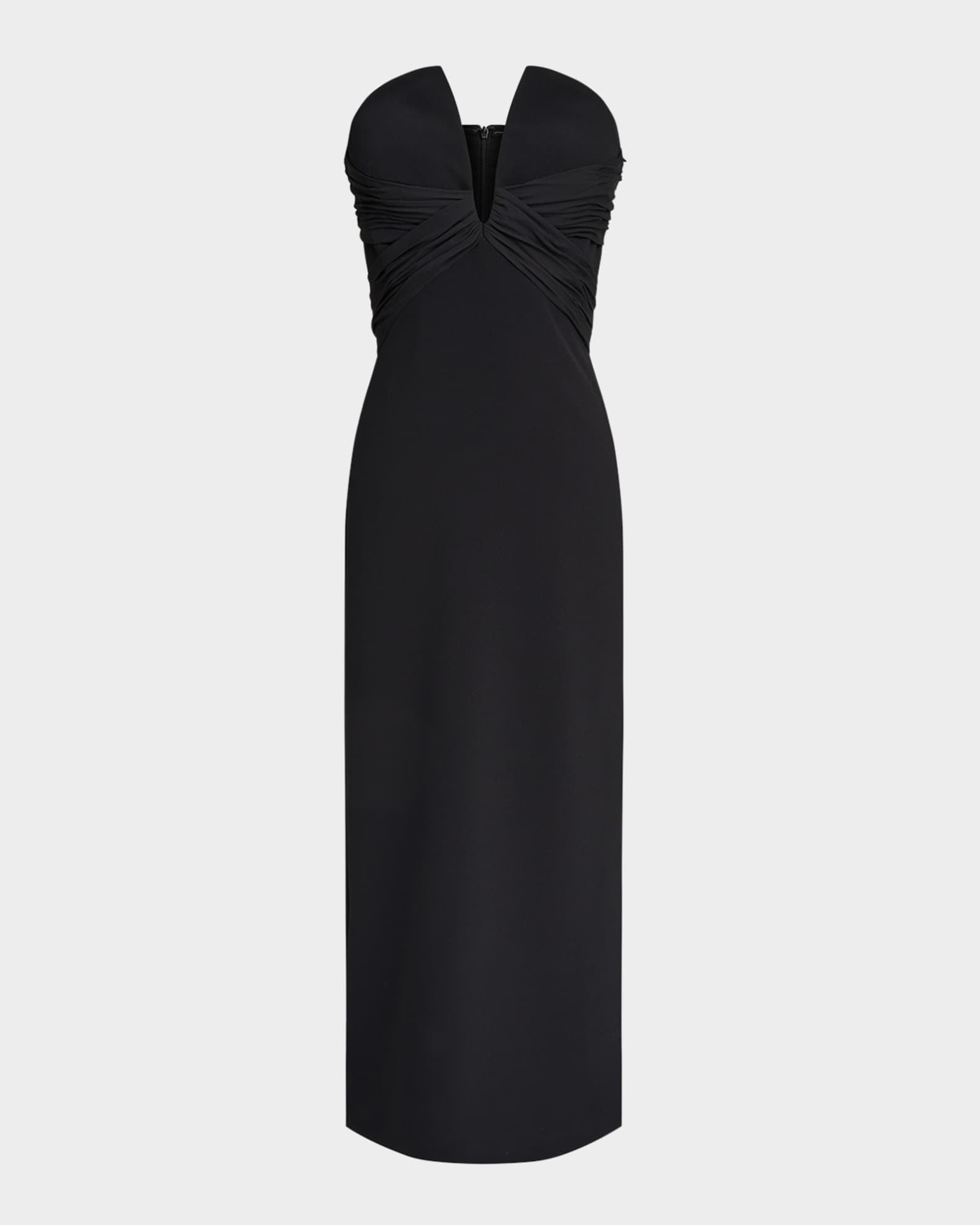 Marguerite Strapless Plunge Midi Dress 0