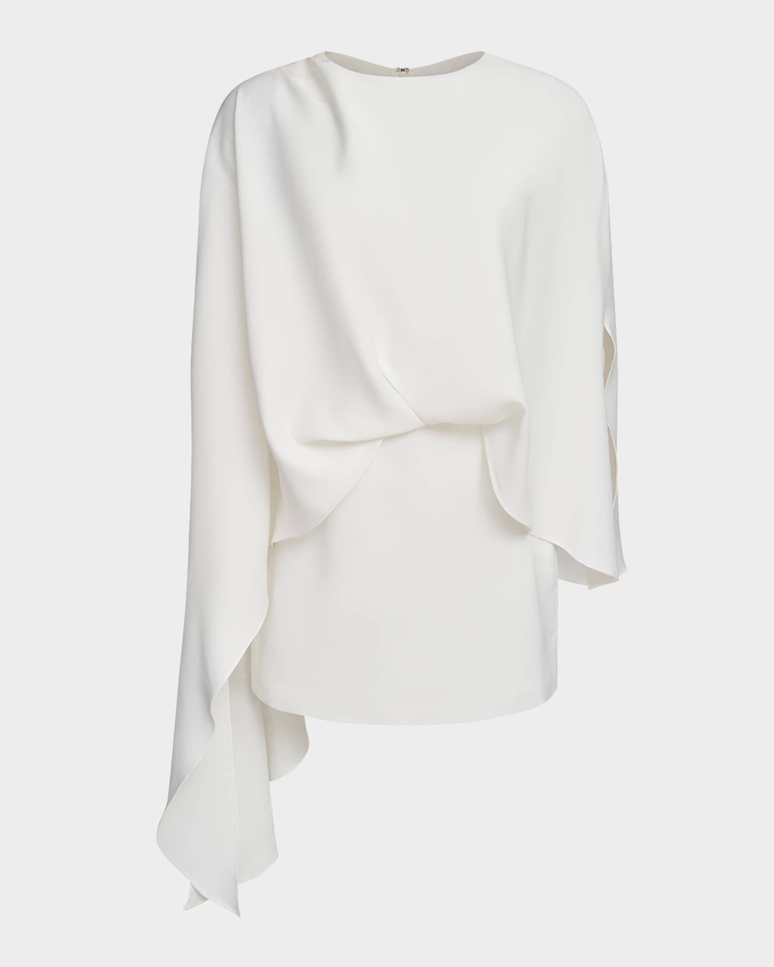 Laure Asymmetric Draped Crepe Mini Dress 0