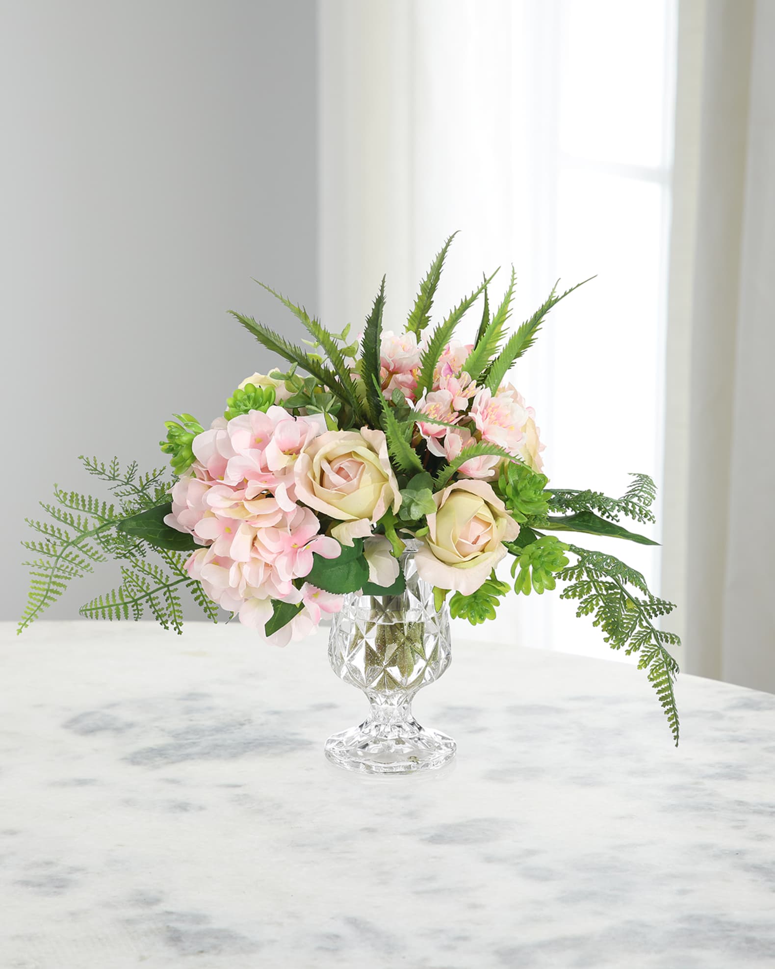 Too Pretty Floral 18" Faux Floral Arrangement in Glass Container 0