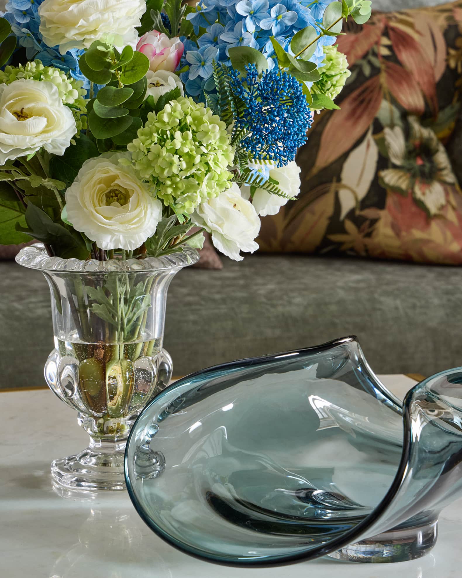 Whimsical Delight 22" Faux Floral Arrangement in Glass Vase 1