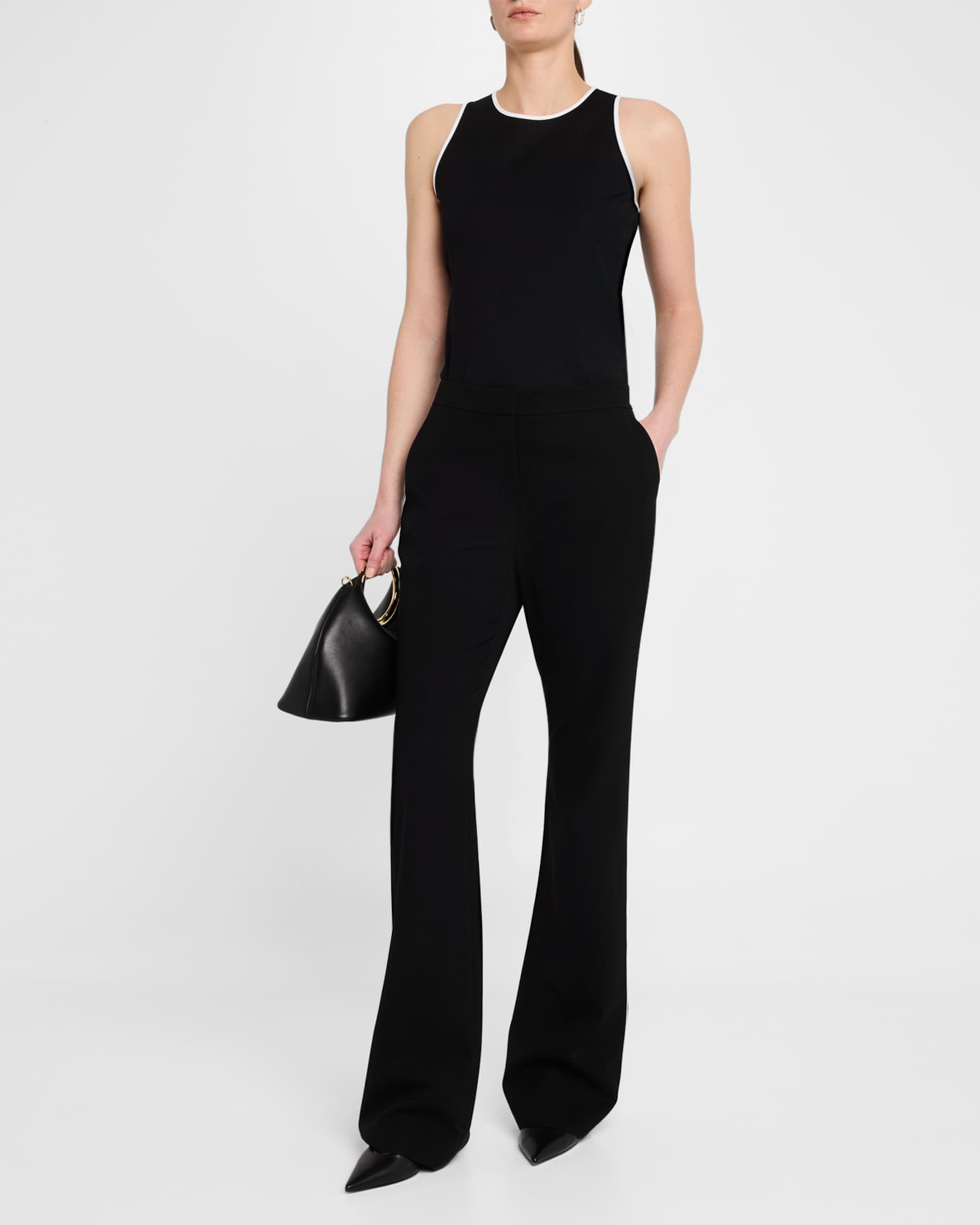 Saint Marks Flared Contrast-Trim Pants - Thumbnail 2