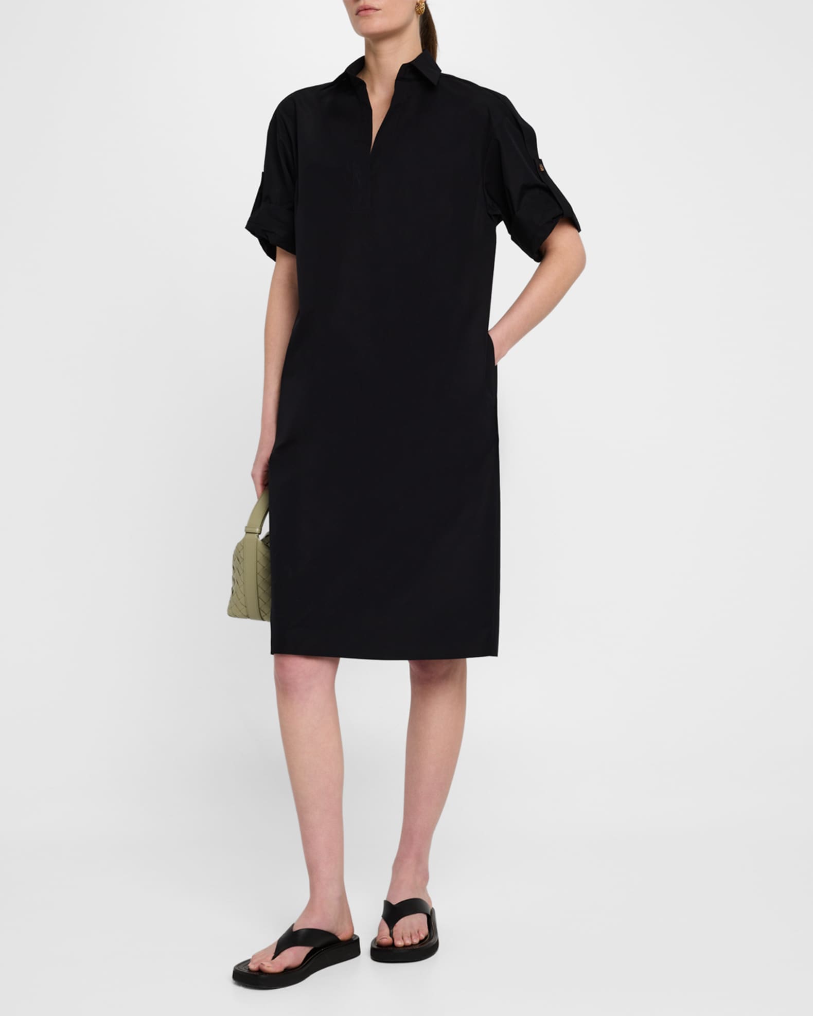 Tab-Sleeve Cotton Dress 1