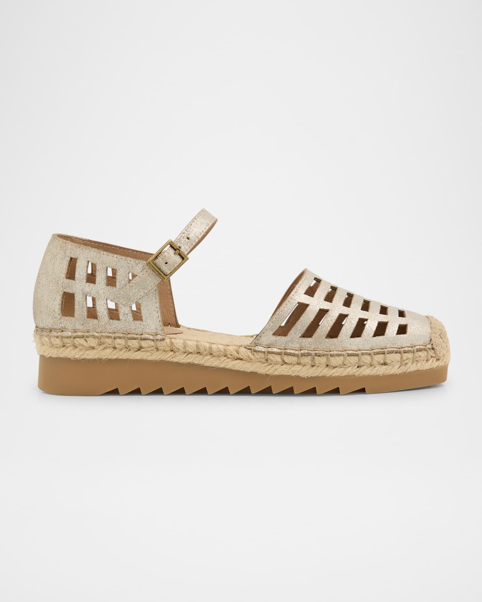 Bijou Metallic Cutout Mary Jane Espadrilles 0