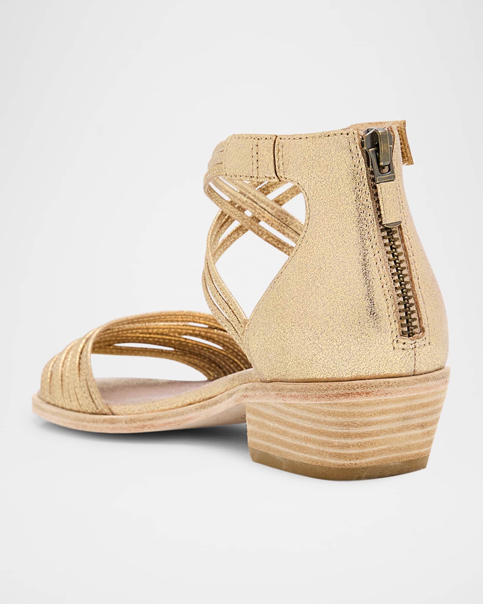 Viro Metallic Strappy Crisscross Sandals 1