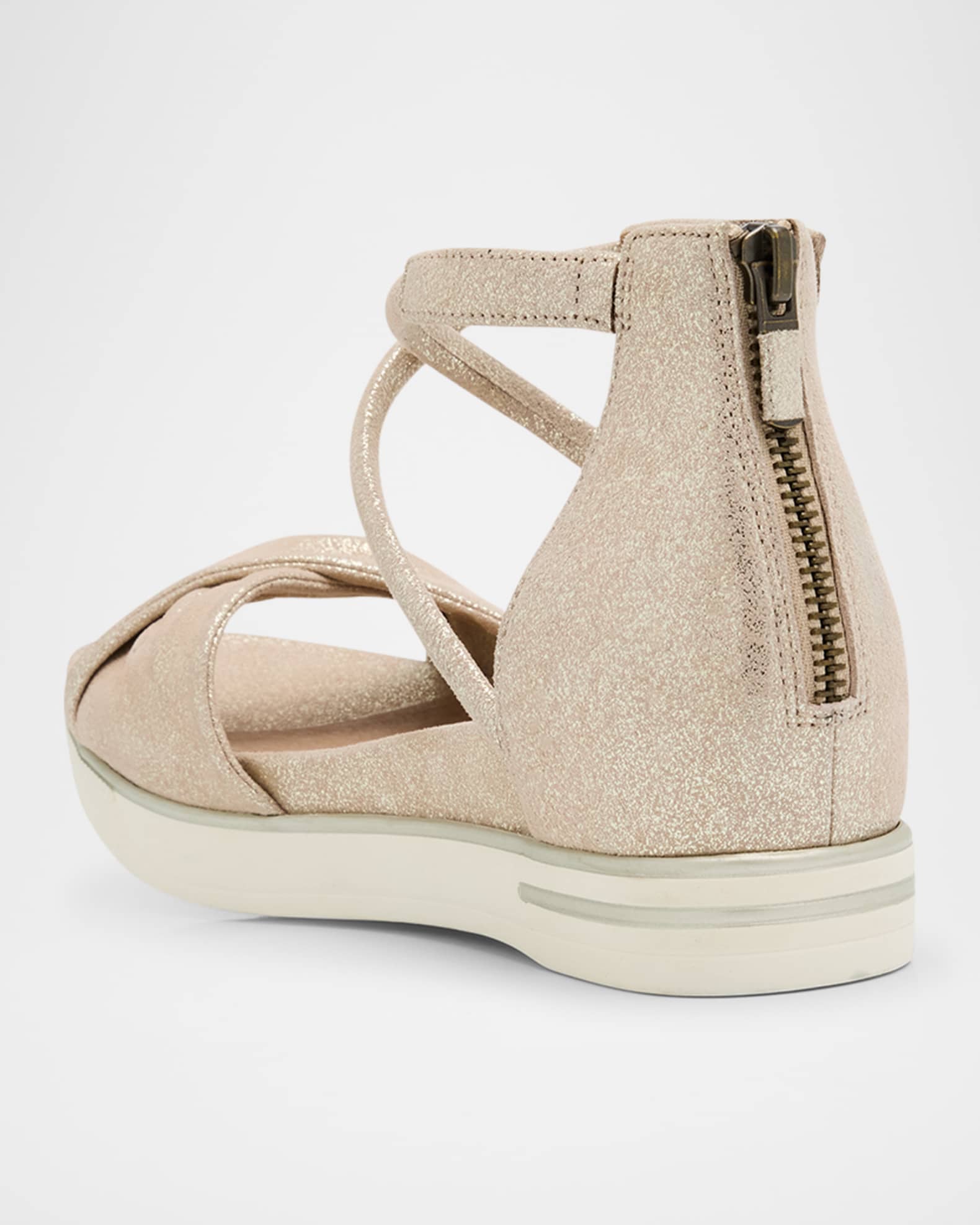 Suvi Metallic Crisscross Grip Wedge Sandals 1