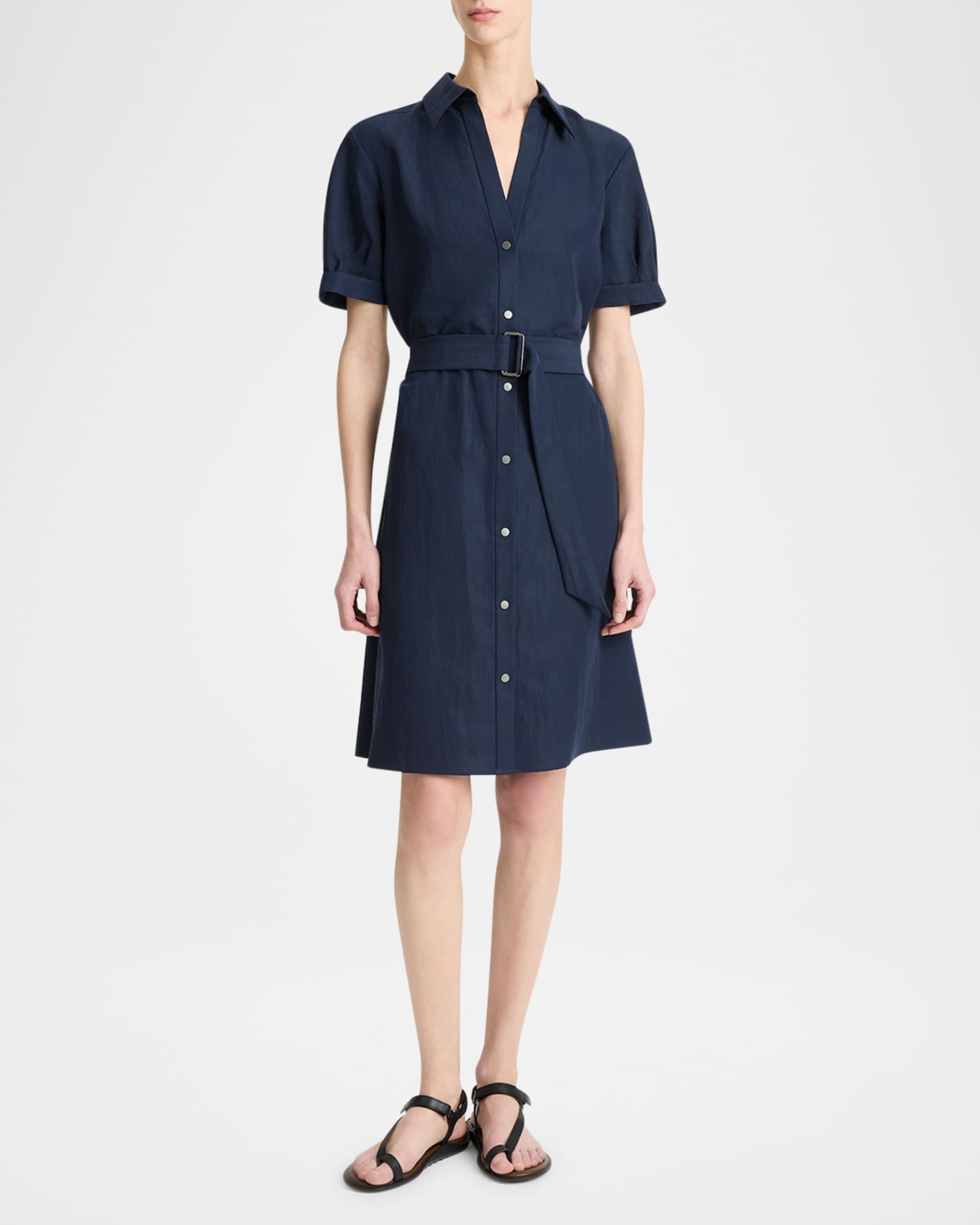 Short-Sleeve Belted Shirtdress  1