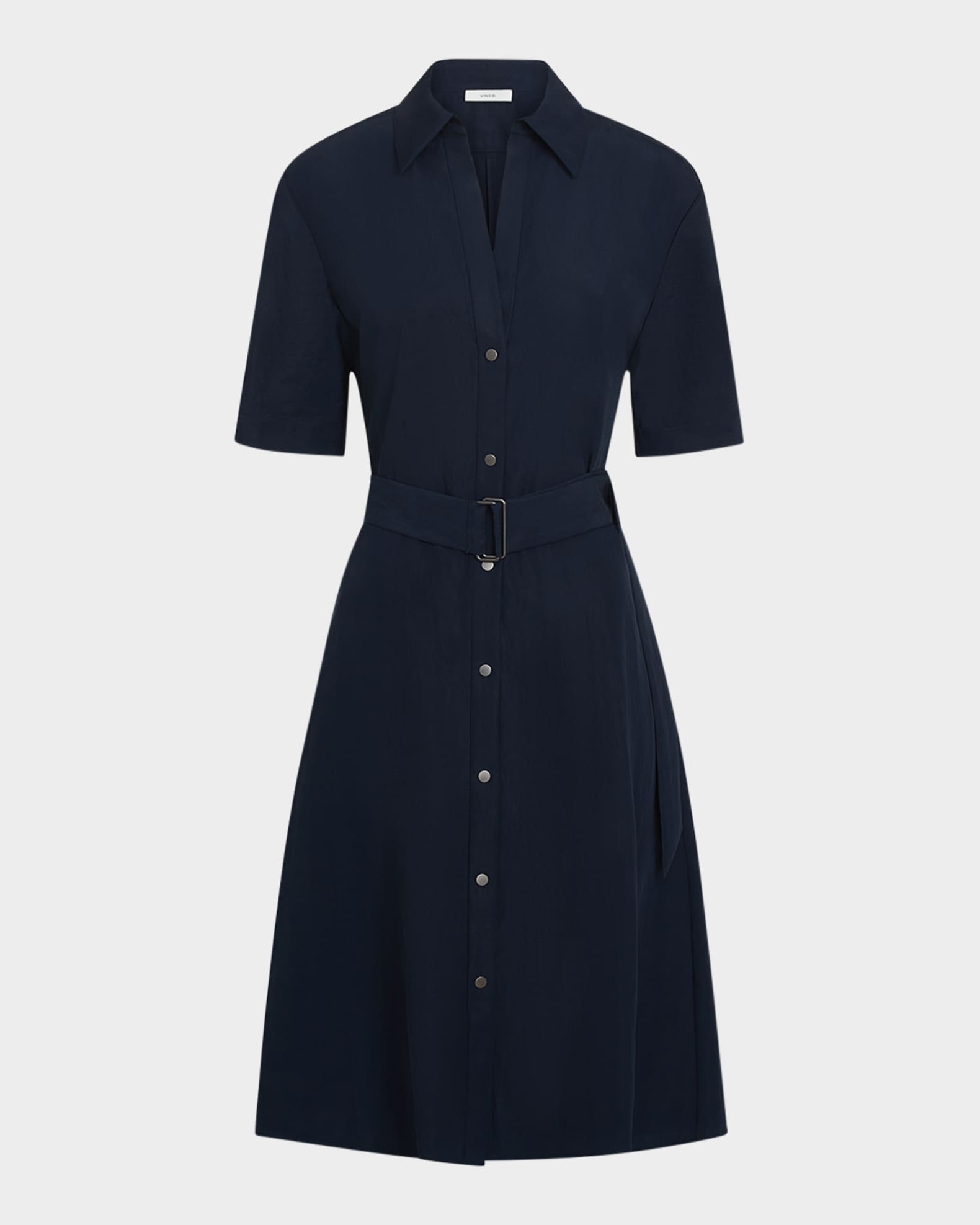 Short-Sleeve Belted Shirtdress  0