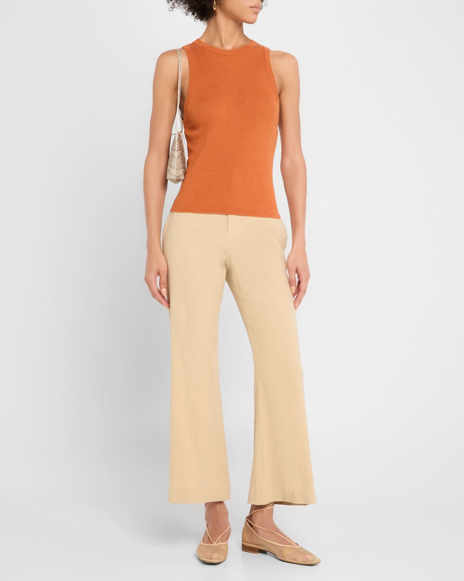 Mid-Rise Cropped Flare Trousers 1